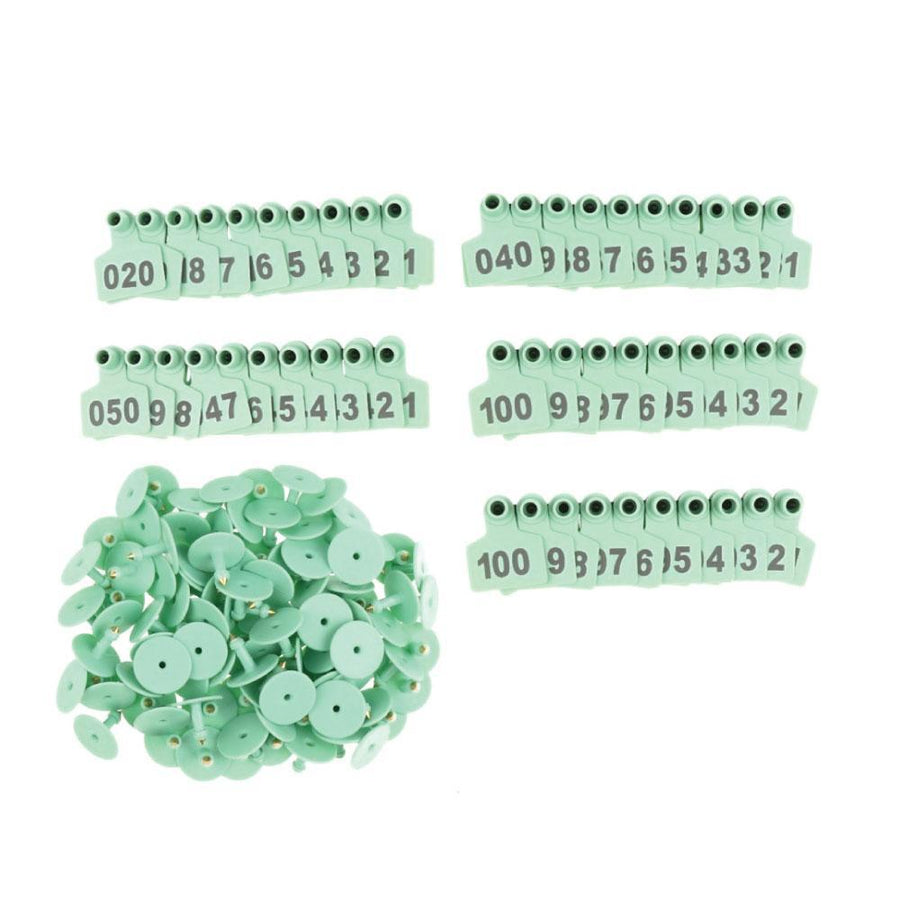 Green Small Cattle Ear Tags Set 1-100 for Goats, Pigs, Sheep, Livestock - SuperSaverAU - view 1