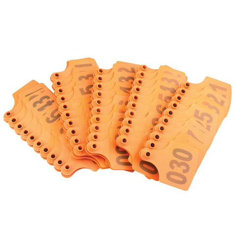 Orange Medium Cattle Ear Tags 1-100 Set 6x7cm for Livestock Identification - SuperSaverAU - view 1