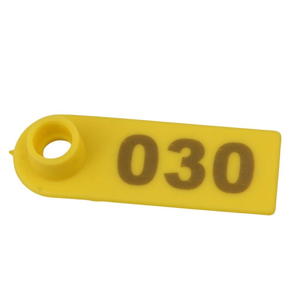 Premium Yellow Numbered Cattle Ear Tags with Pins 001-100 Set