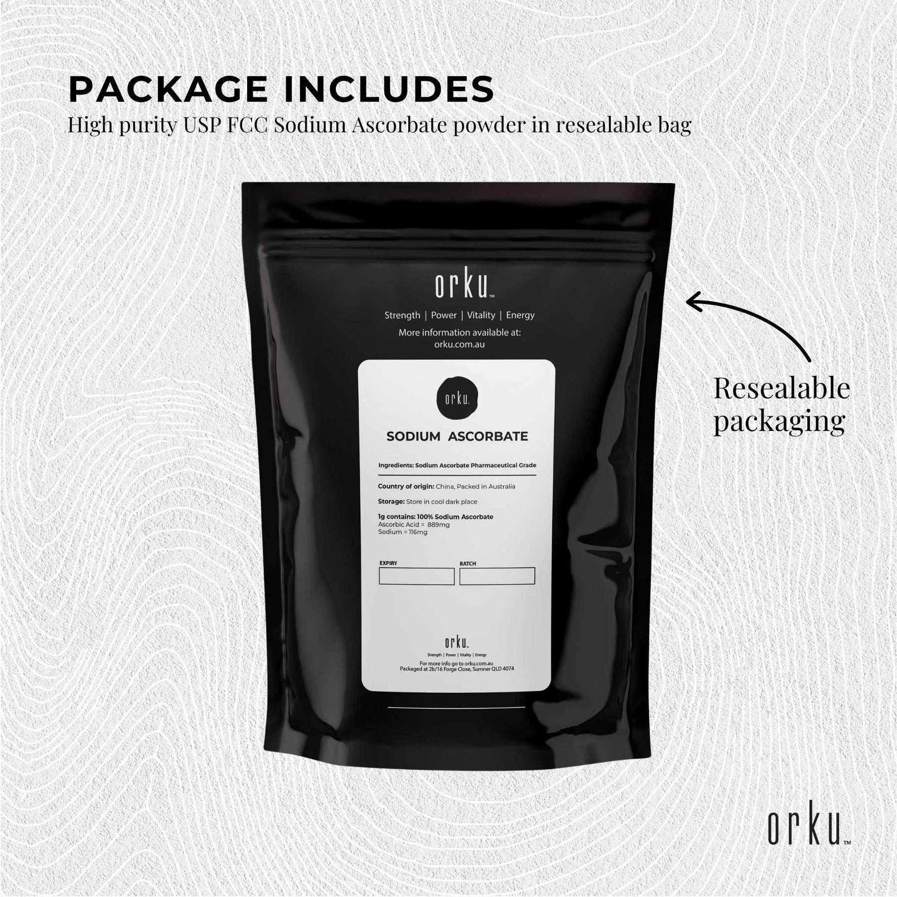 1Kg Pharmaceutical Grade Sodium Ascorbate Powder Buffered Vitamin C
