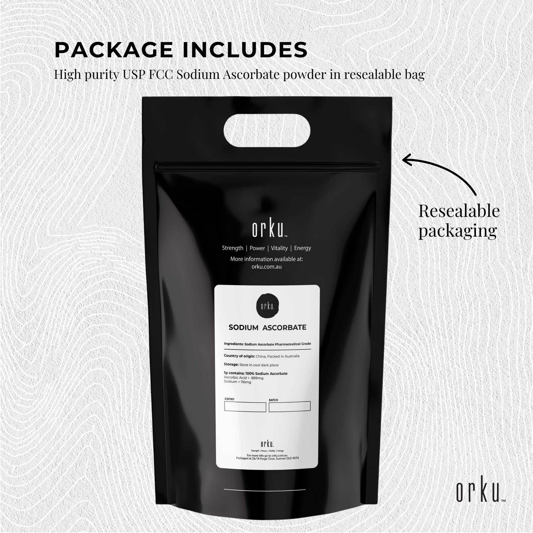 5Kg Sodium Ascorbate Powder - Vitamin C Buffered Pharmaceutical Ascorbic Acid