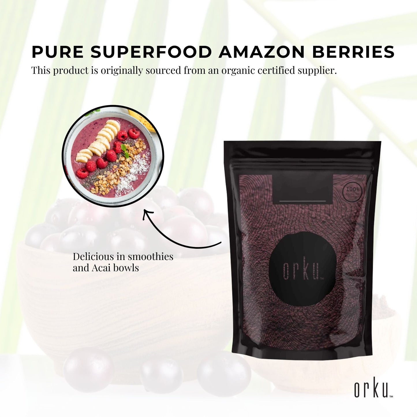 400g Acai Powder 100% Organic - Superfood Amazon Berries