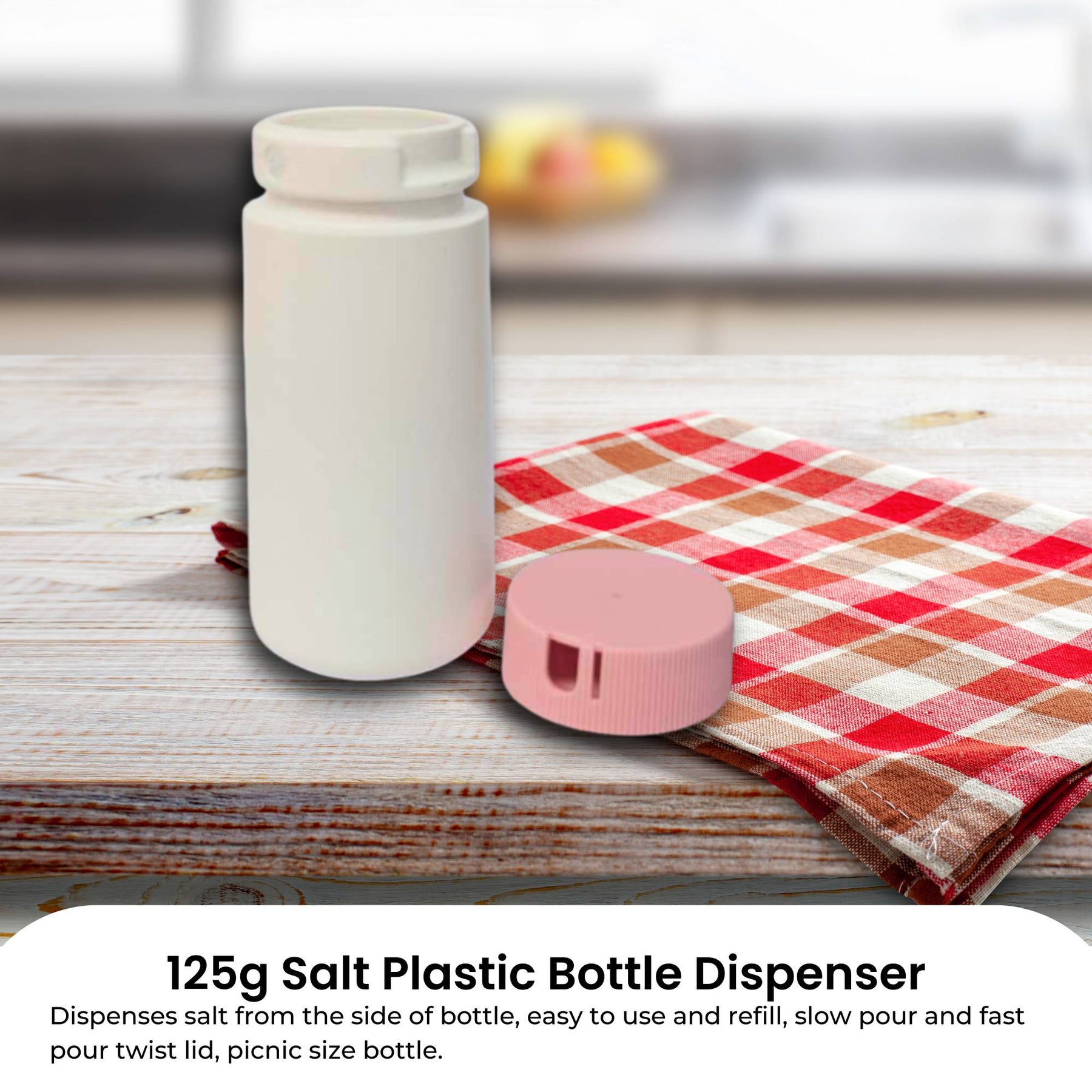 125g Salt Dispenser - Empty Plastic Bottle for Table & Picnic Use - SuperSaverAU - view 2