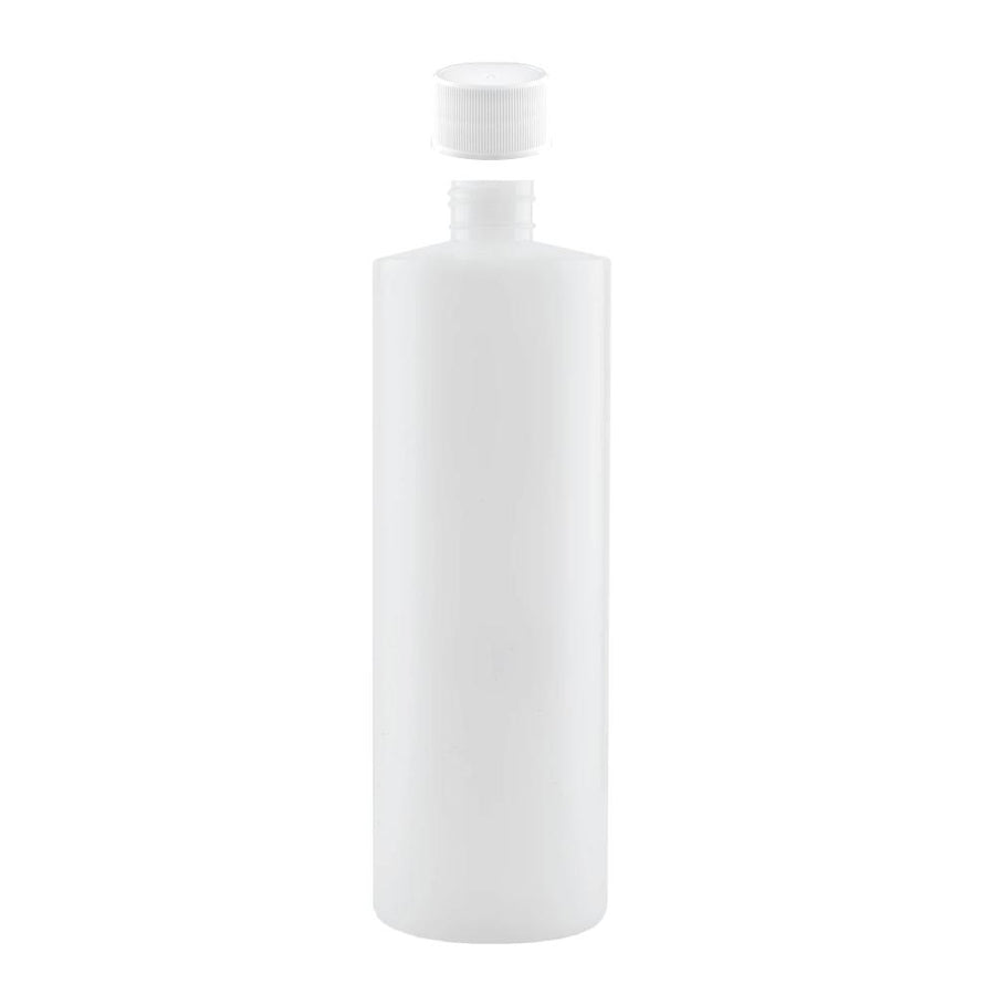 500ml Natural HDPE Plastic Round Bottle with 28mm/410 Neck and Screw Cap - SuperSaverAU - view 1