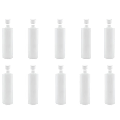 10x 250ml Clear HDPE Round Bottle + 28/410 Caps - Empty Plastic Food Storage