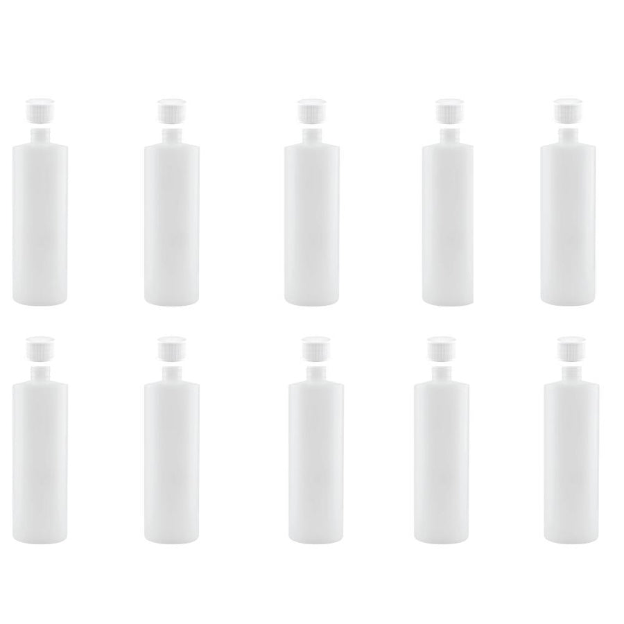 10 x 500ml Natural HDPE Plastic Round Bottles with 28mm Caps - Food Grade - SuperSaverAU - view 1
