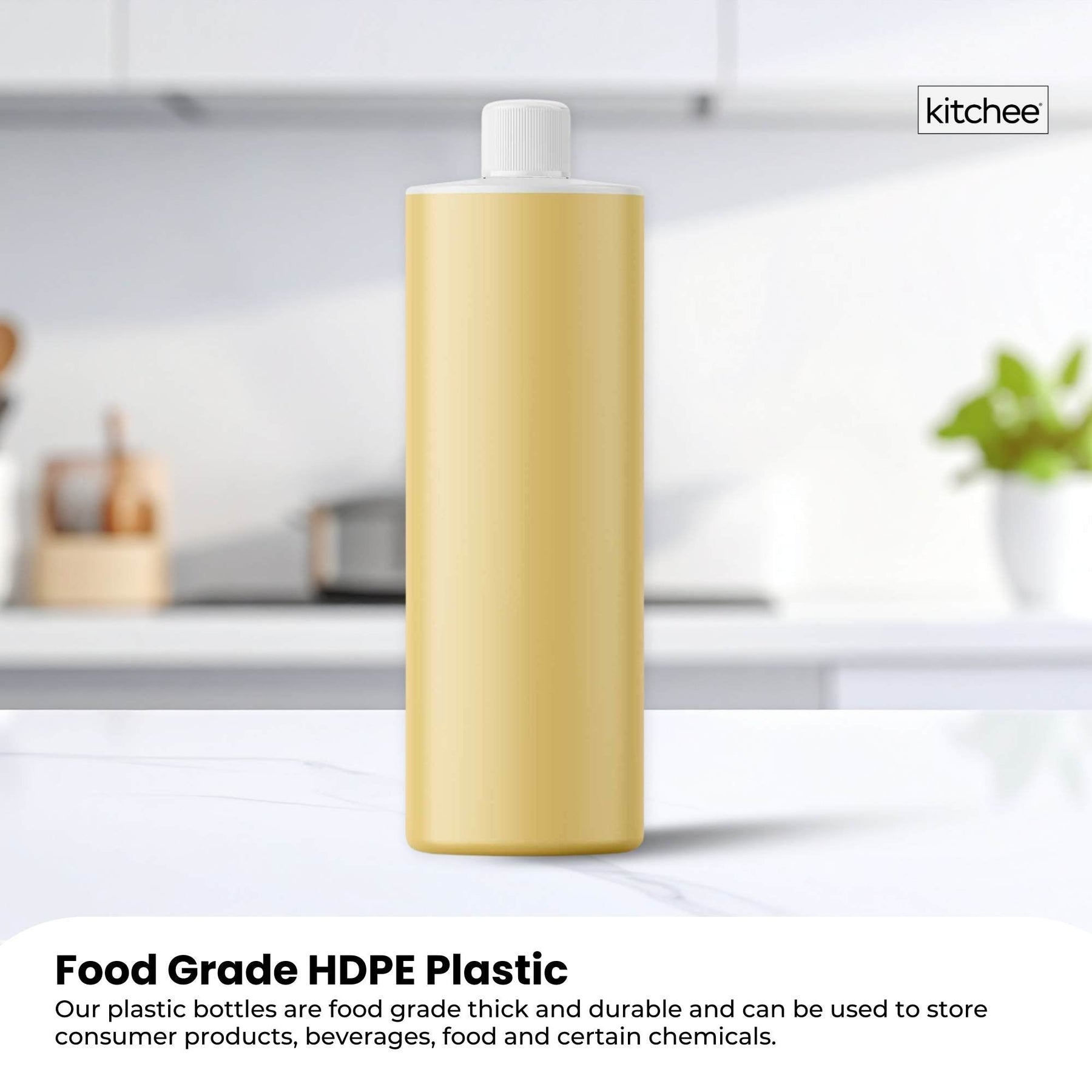 10 x 500ml Natural HDPE Plastic Round Bottles with 28mm Caps - Food Grade - SuperSaverAU - view 3