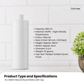 10 x 500ml Natural HDPE Plastic Round Bottles with 28mm Caps - Food Grade - SuperSaverAU - view 5
