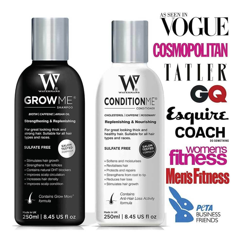Watermans Hair Growth Pack - Grow Me Shampoo 250ml, Condition Me Conditioner 250ml, Growmore Elixir 100ml - Anti Hair Loss, Sulphate & Paraben Free - SuperSaverAU - view 3