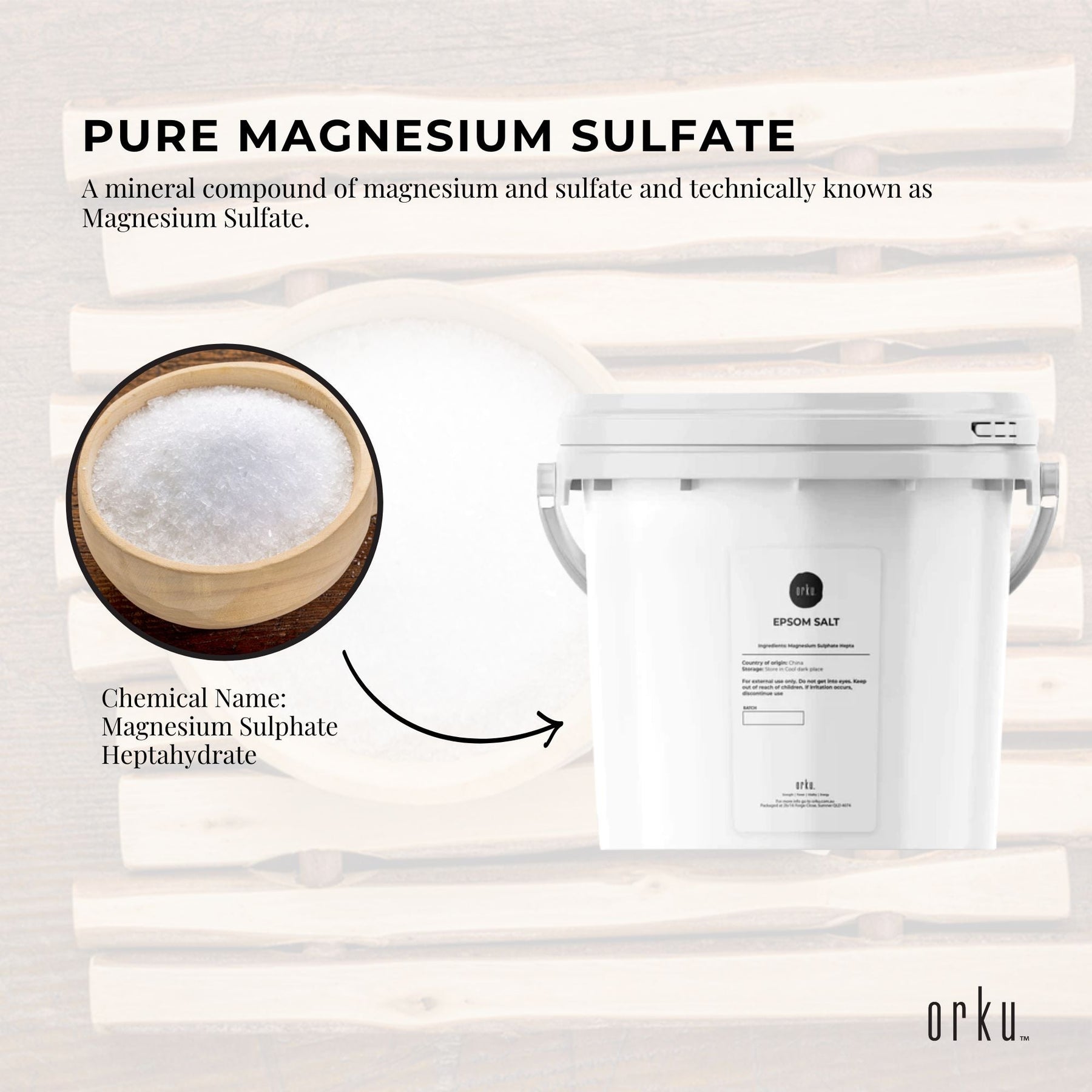 Orku 5kg Epsom Salt Tub Magnesium Sulphate Bath Body Skin Care - SuperSaverAU - view 4