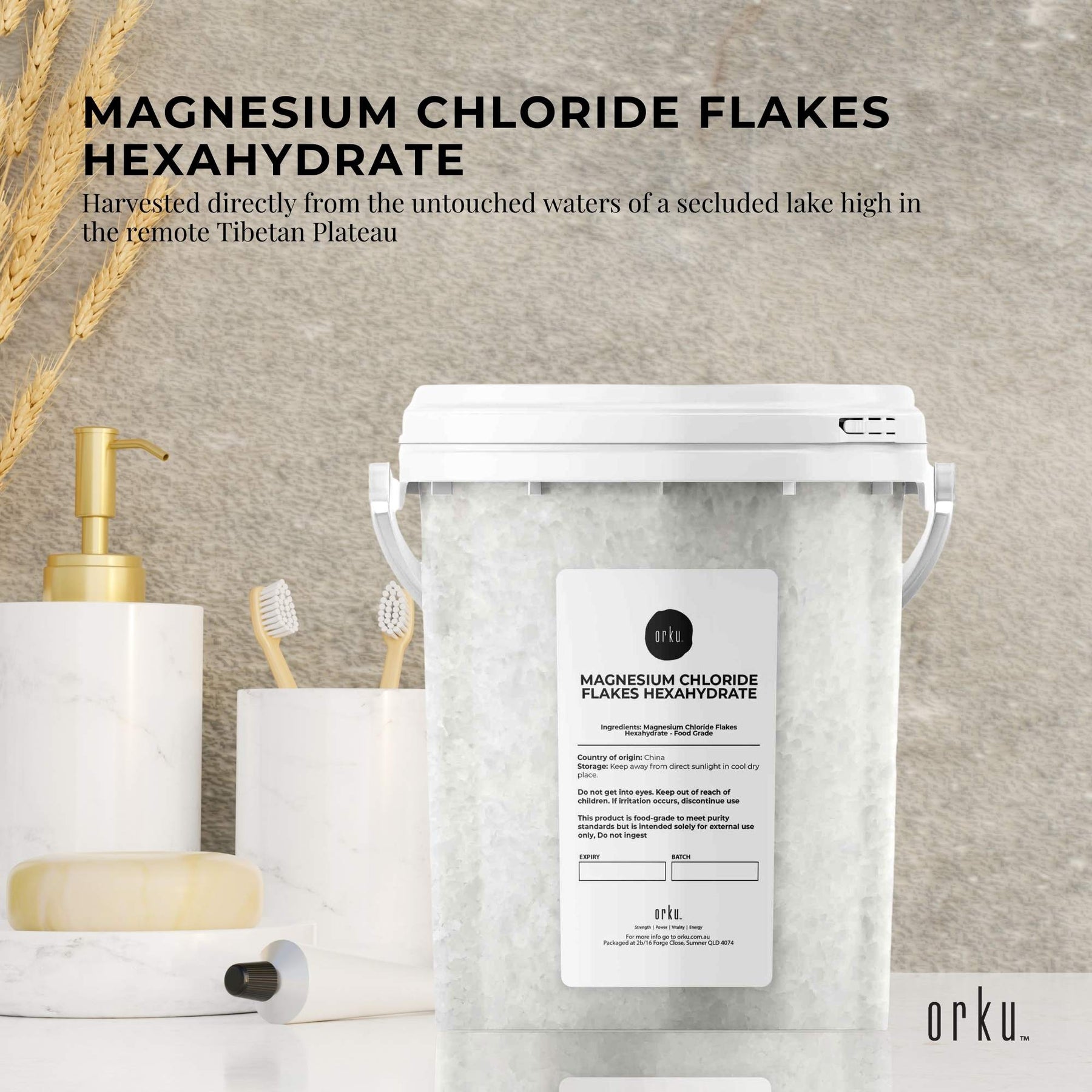 Magnesium Chloride Flakes 800g Hexahydrate Organic USP Food Grade Salt Tub - SuperSaverAU - view 2