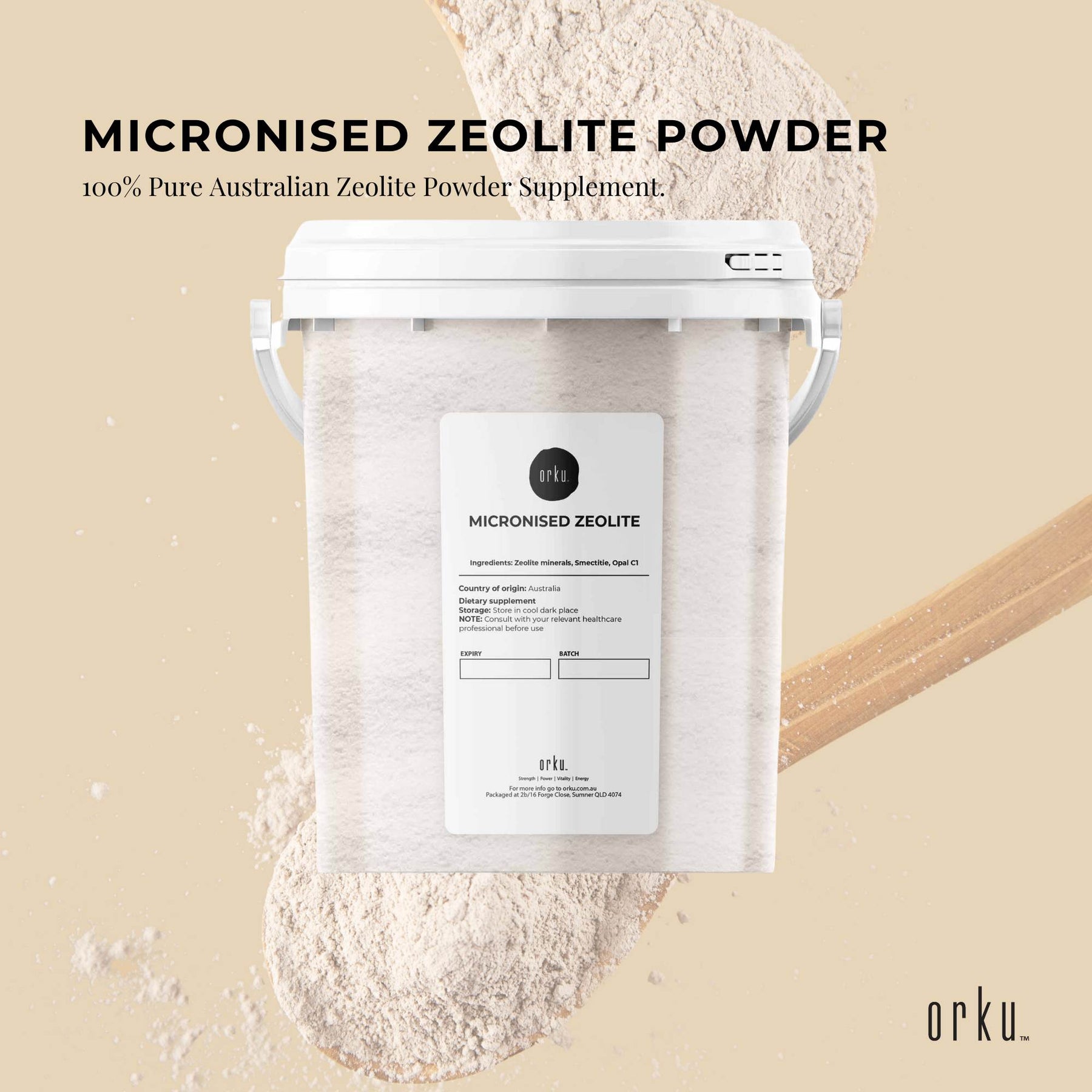 Volcamin 800g Micronised Zeolite Powder Tub - Pure Clinoptilolite Mineral - SuperSaverAU - view 2