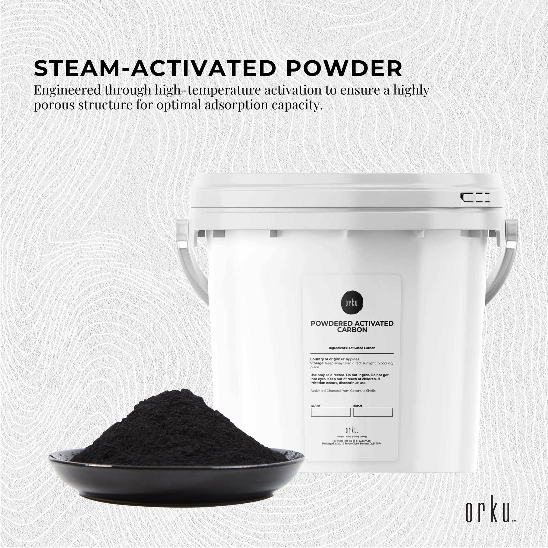 2.3Kg Activated Carbon Powder Coconut Charcoal Bucket Steam Activated Water Filtration - SuperSaverAU - view 3