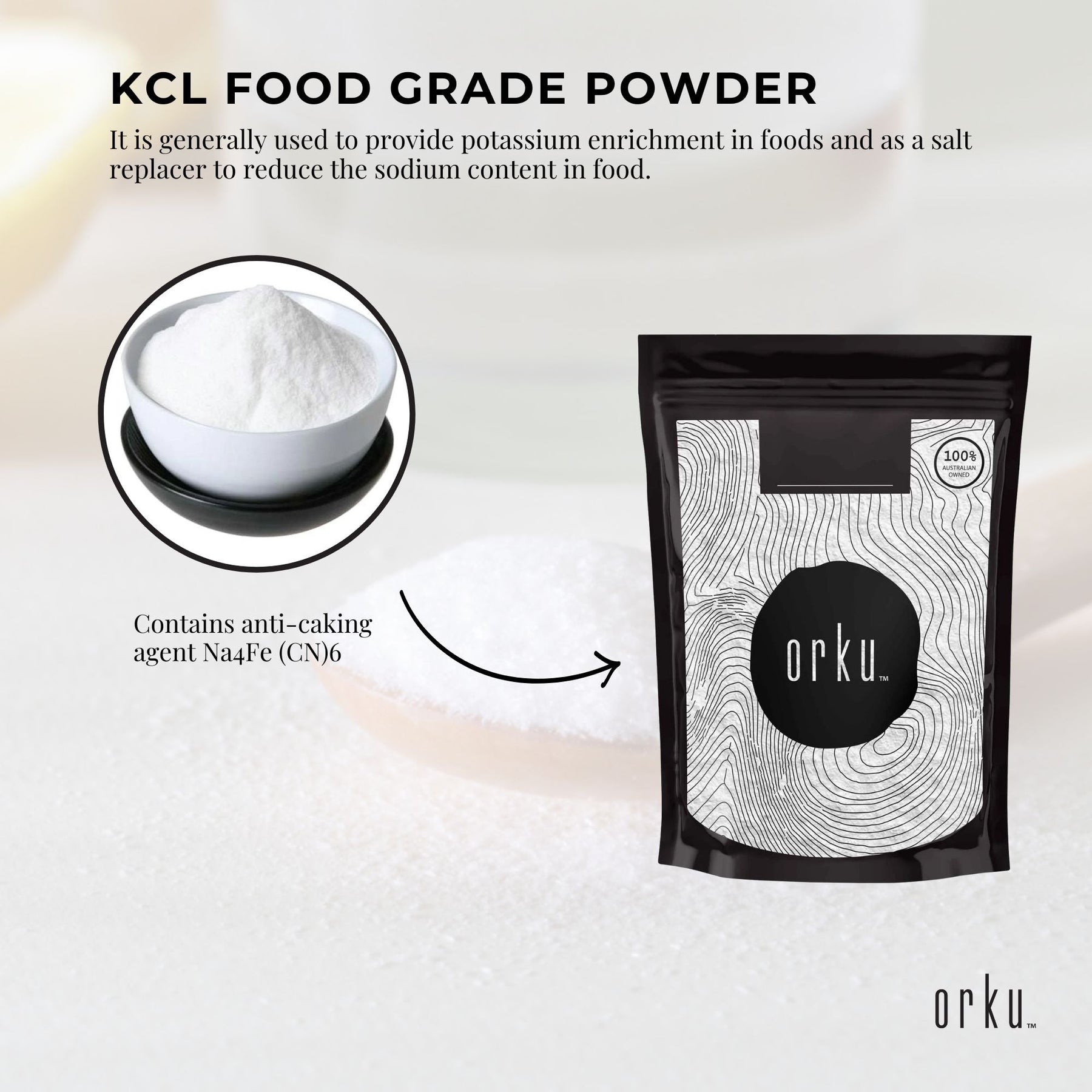 400g Potassium Chloride Powder - Pure E508 Food Grade Salt Substitute Replacer - SuperSaverAU - view 4