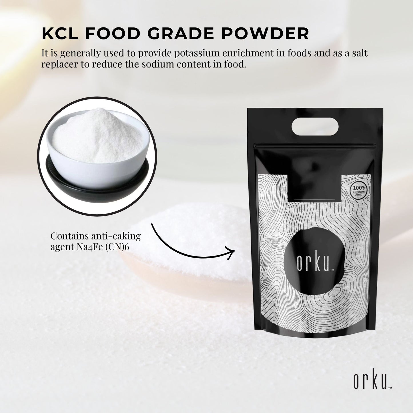 5Kg Potassium Chloride Powder - Pure E508 Food Grade Salt Substitute Replacer