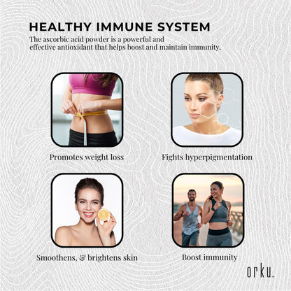 Orku 5Kg Vitamin C Powder Pure L-Ascorbic Acid - USP Grade Non-GMO