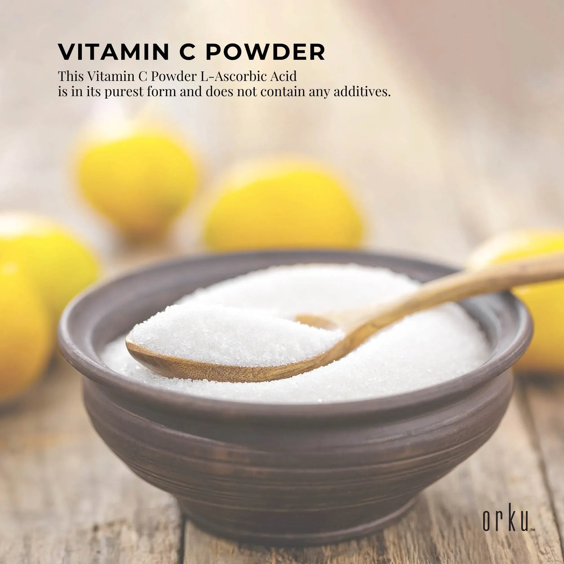 Orku Bulk 10Kg Vitamin C Powder Pure L-Ascorbic Acid - USP Grade Non-GMO