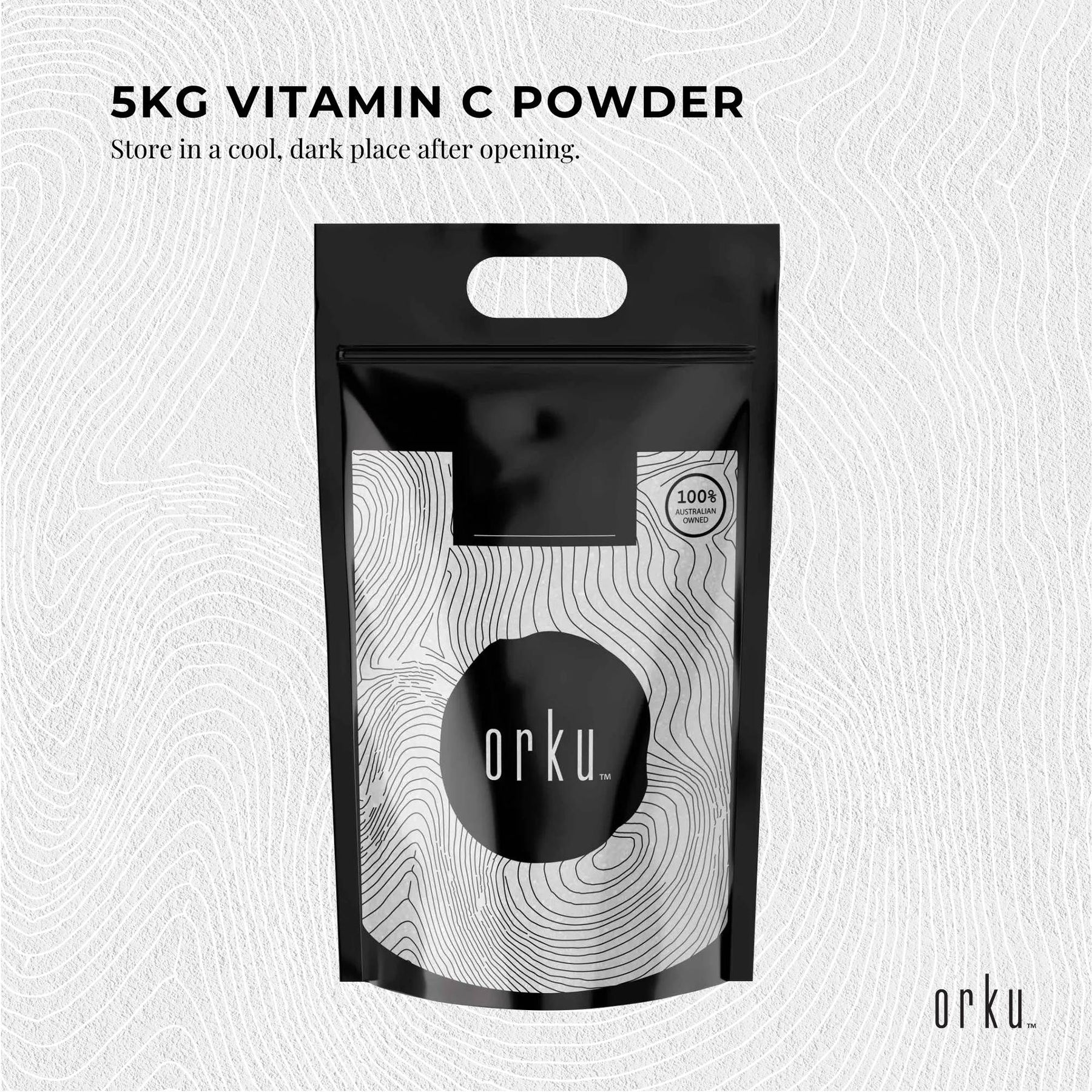 Orku Bulk 20Kg Vitamin C Powder Pure L-Ascorbic Acid - USP Grade Non-GMO