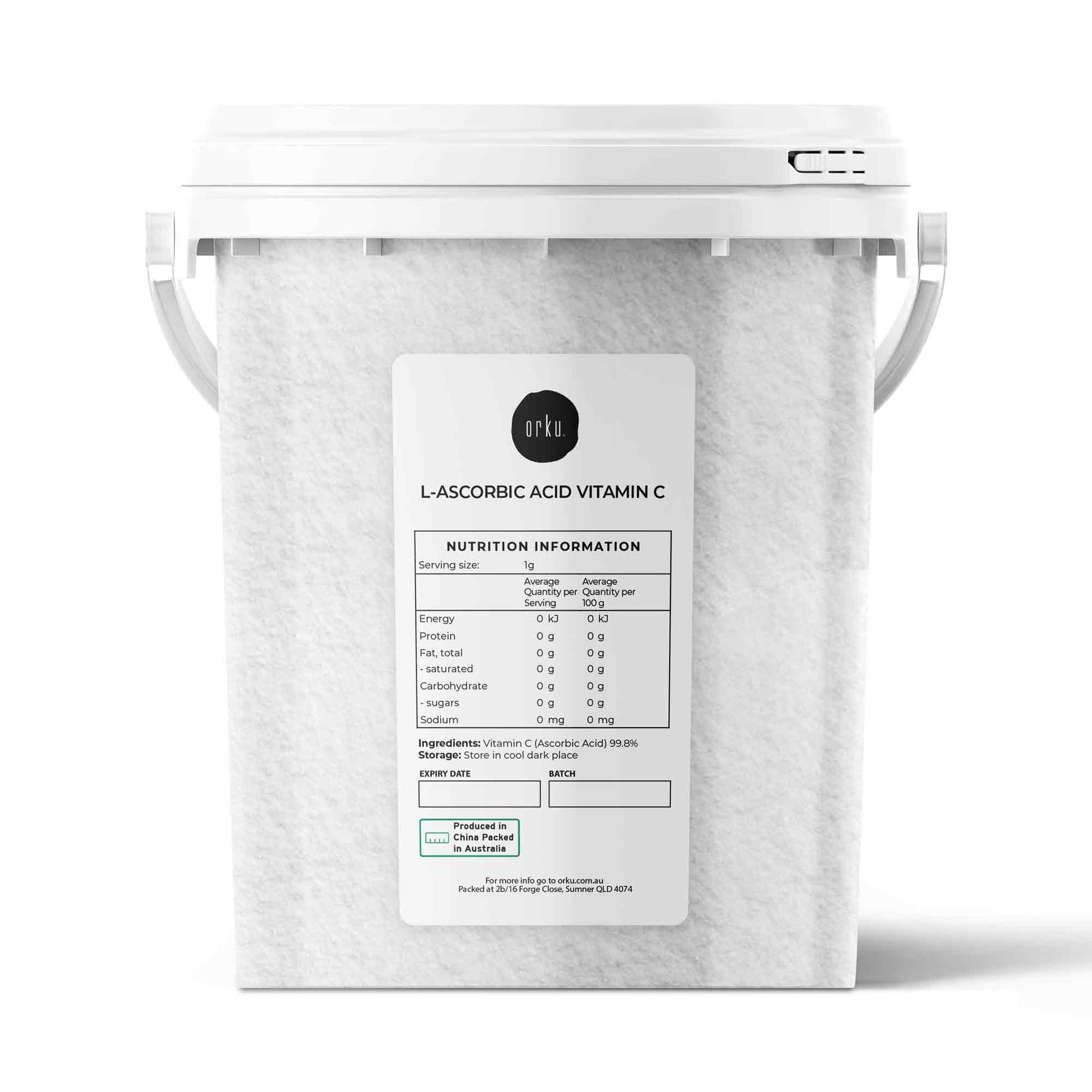 Orku 1.3Kg Vitamin C Powder in Tub Pure L-Ascorbic Acid - USP Grade Non-GMO - SuperSaverAU - view 1