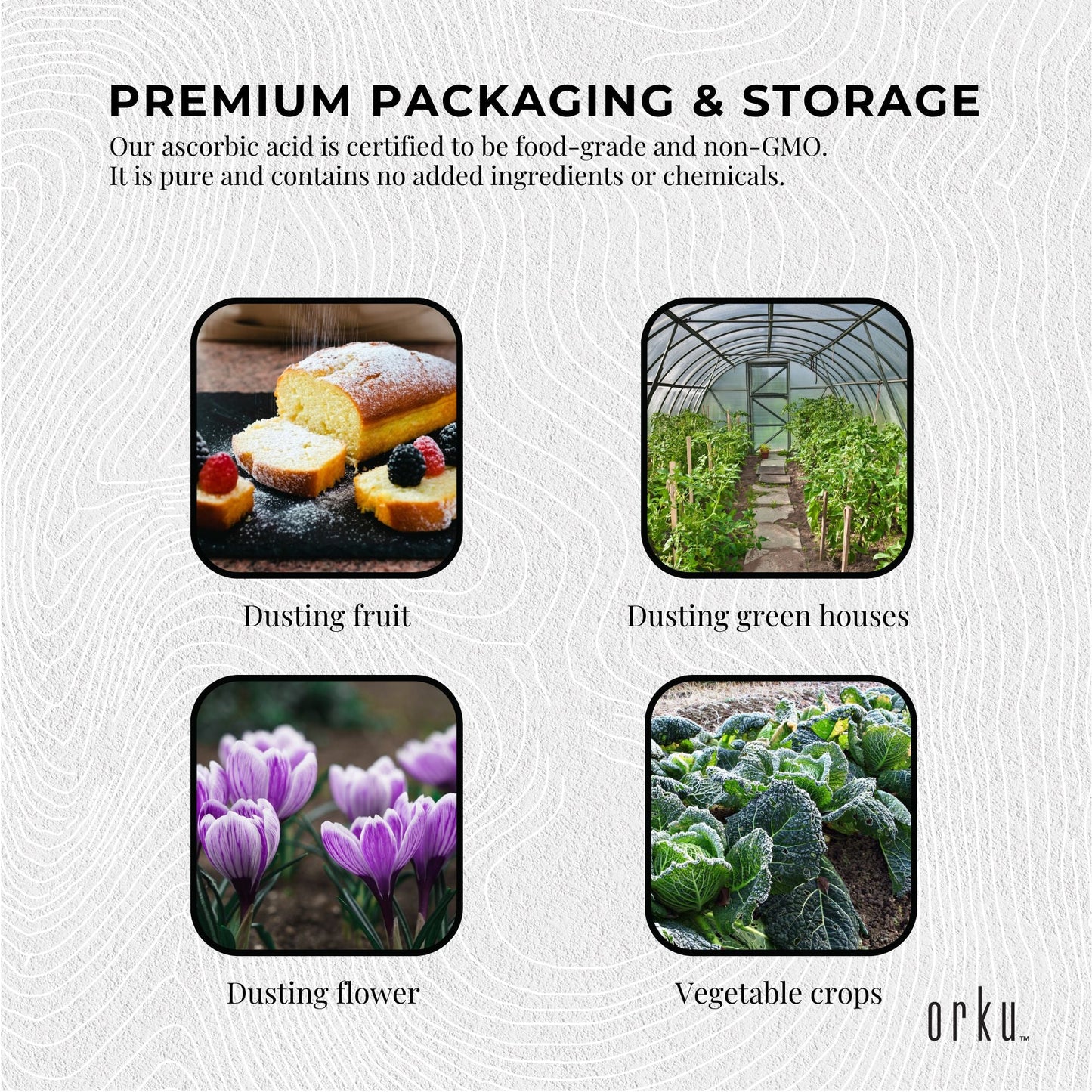Orku 5Kg Vitamin C Powder in Tub Pure L-Ascorbic Acid - USP Grade Non-GMO