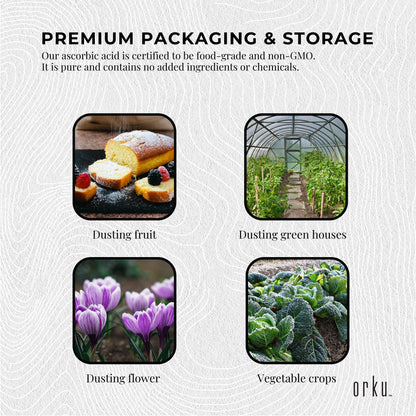 Orku 5Kg Vitamin C Powder in Tub Pure L-Ascorbic Acid - USP Grade Non-GMO