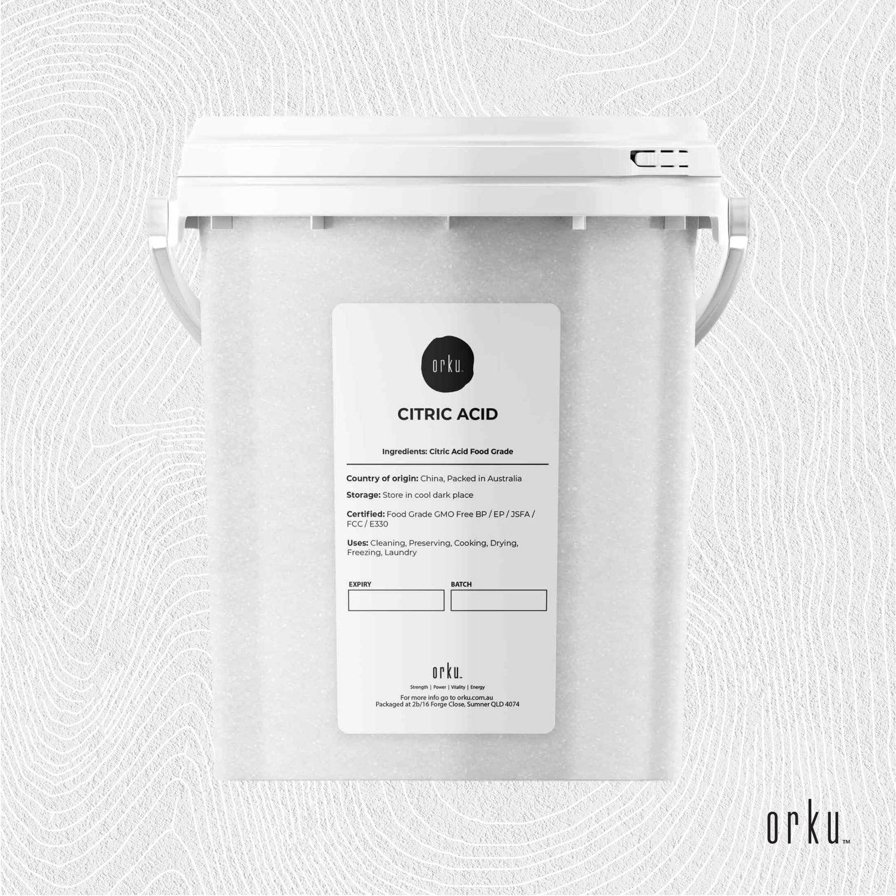 1.2Kg Food Grade Anhydrous GMO Free Citric Acid Powder Tub Preservative Free