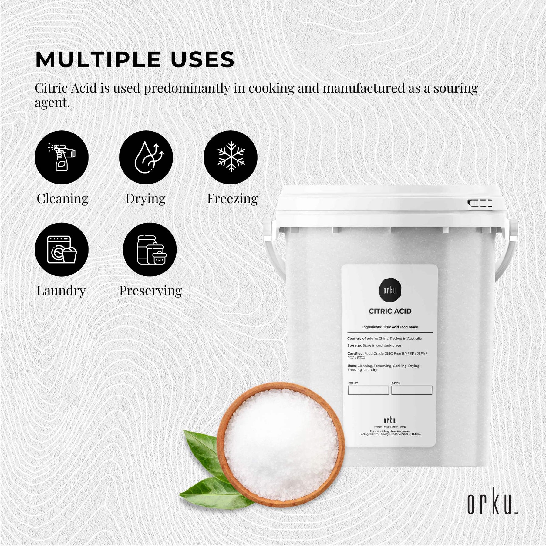 1.2Kg Food Grade Anhydrous GMO Free Citric Acid Powder Tub Preservative Free - SuperSaverAU - view 5