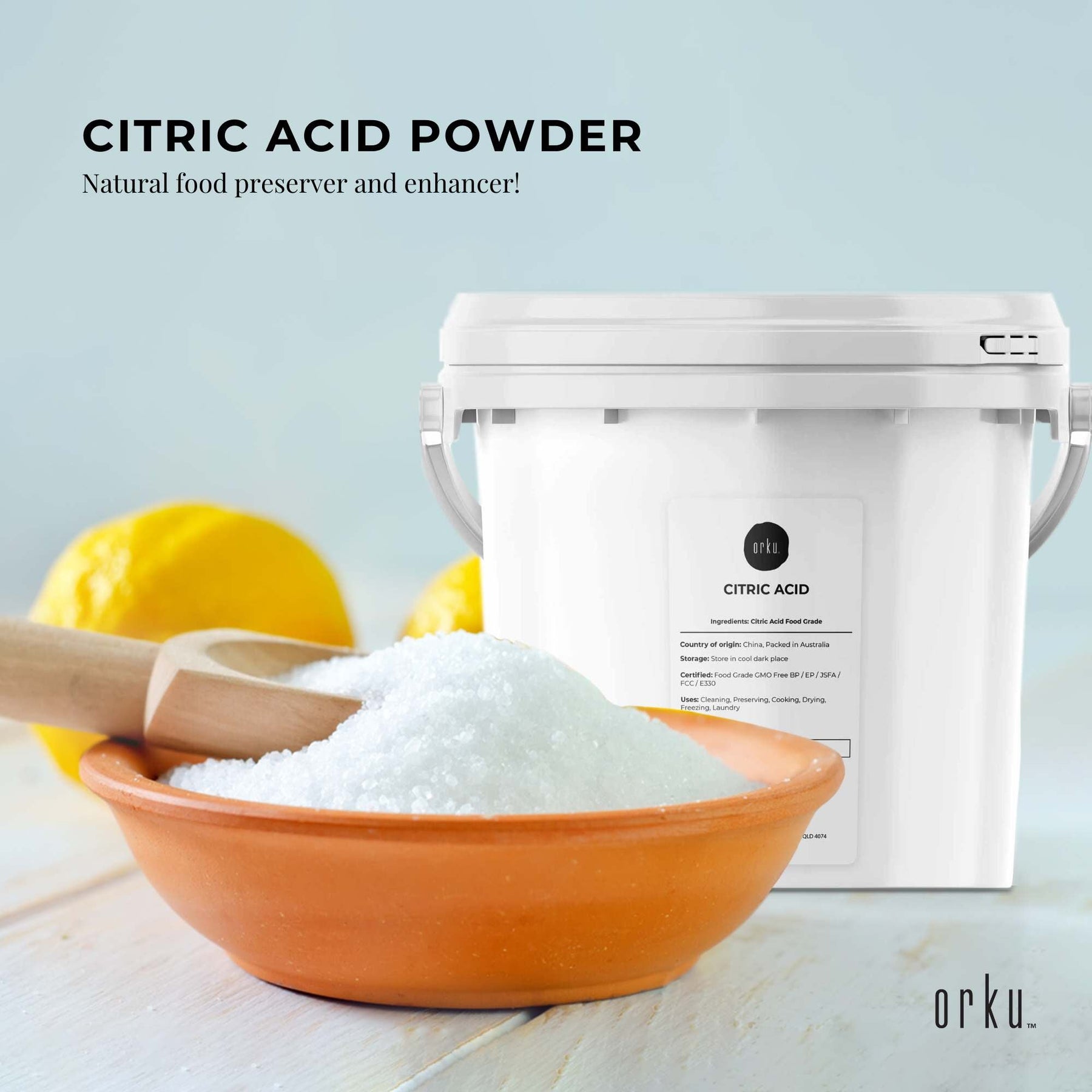 5Kg Food Grade Anhydrous GMO Free Citric Acid Powder Tub Preservative Free - SuperSaverAU - view 2