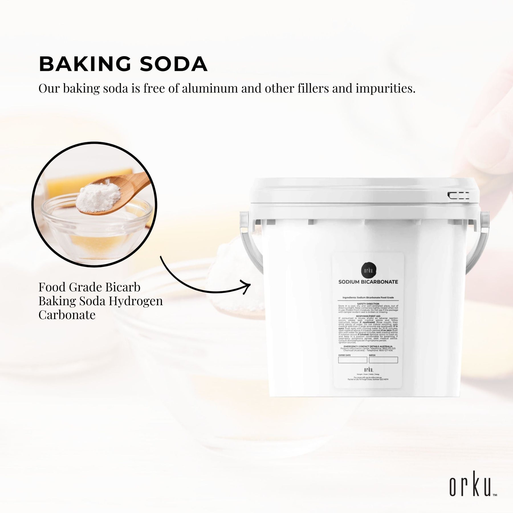 5Kg Sodium Bicarbonate Tub - Food Grade Bicarb Baking Soda Hydrogen Carbonate - SuperSaverAU - view 3