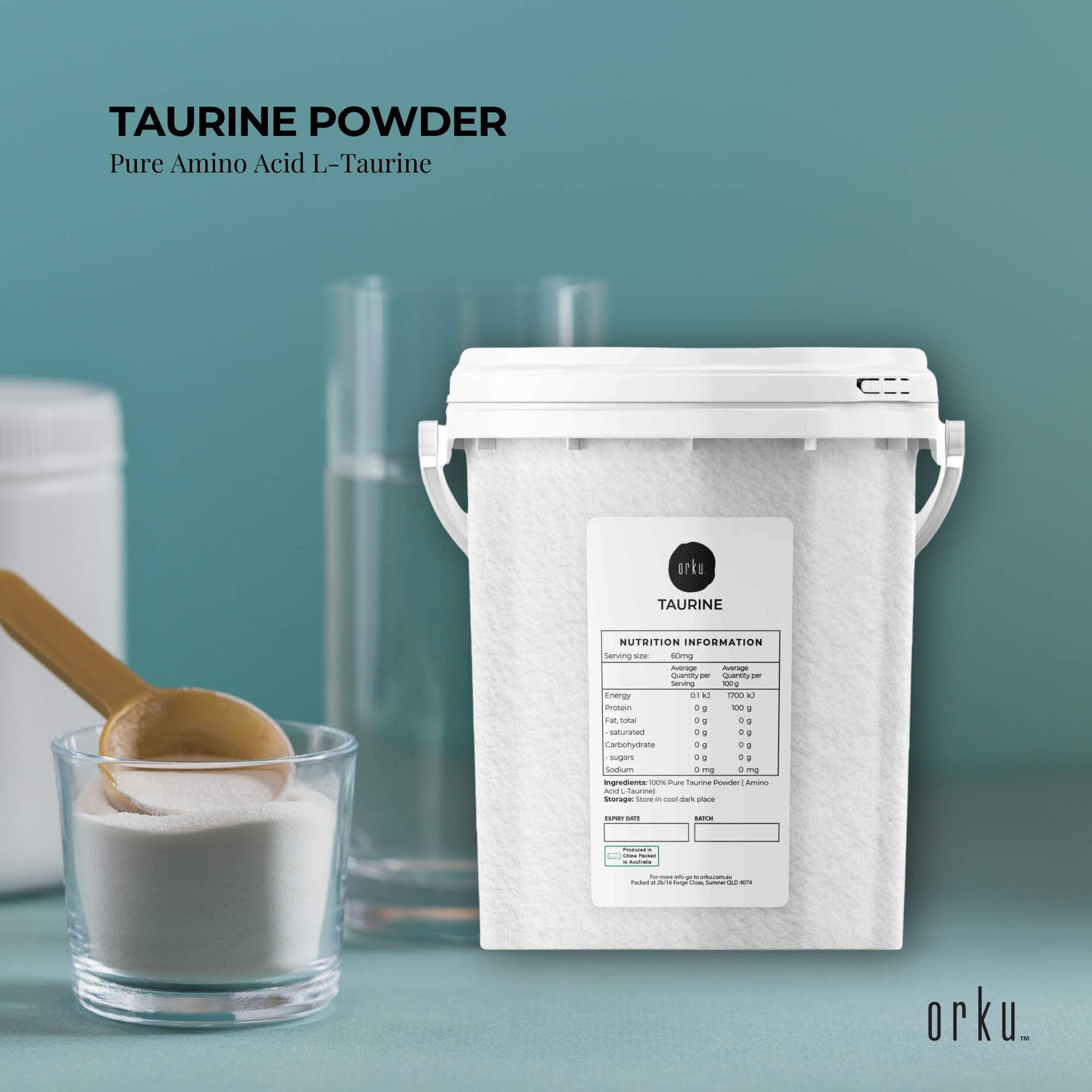 Orku Pharmaceutical Grade 1.3kg Taurine Powder Pure Amino Acid Vitamin Supplement - SuperSaverAU - view 2