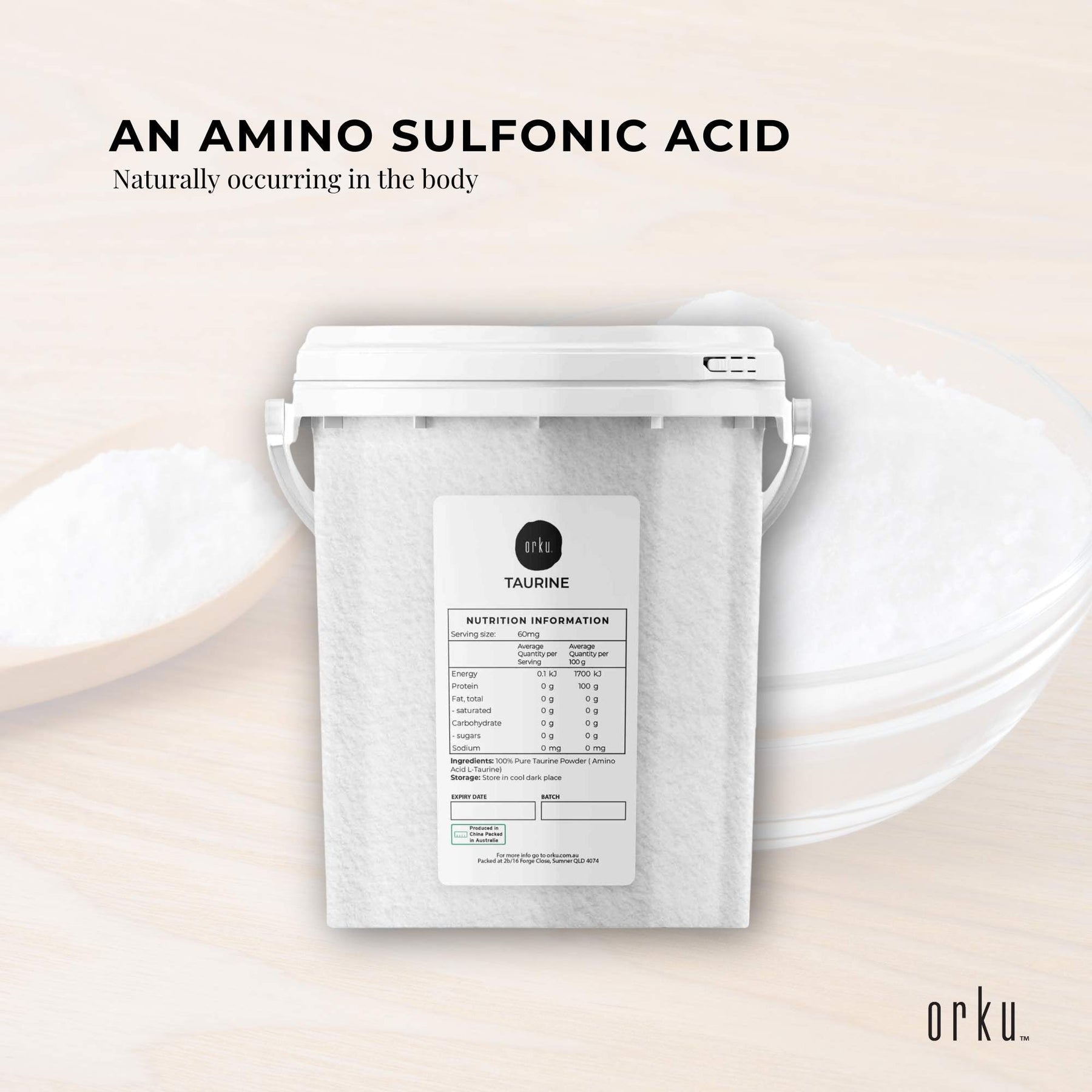 Orku Pharmaceutical Grade 1.3kg Taurine Powder Pure Amino Acid Vitamin Supplement - SuperSaverAU - view 4