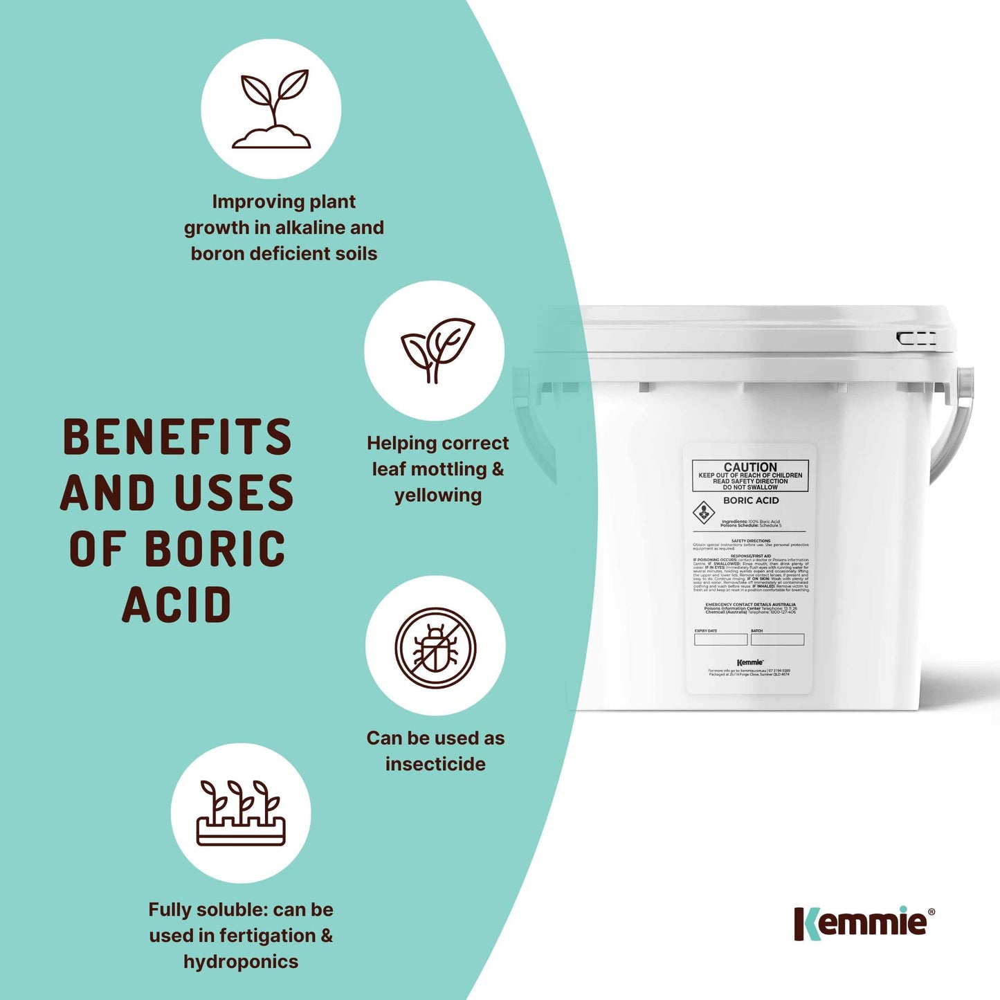 Boric Acid Powder 1Kg - 99.9% Pure, Fully Soluble, Pest Control for Ants & Roaches