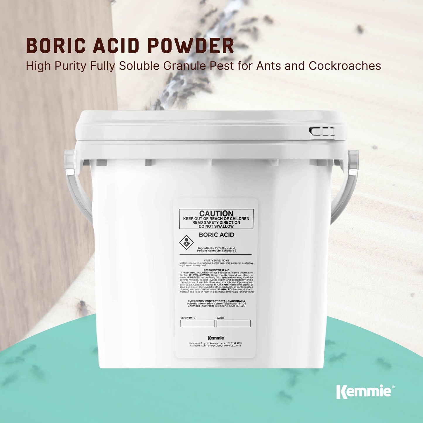 Boric Acid Powder 4.9Kg - 99.9% Pure, Fully Soluble, Pest Control for Ants & Roaches