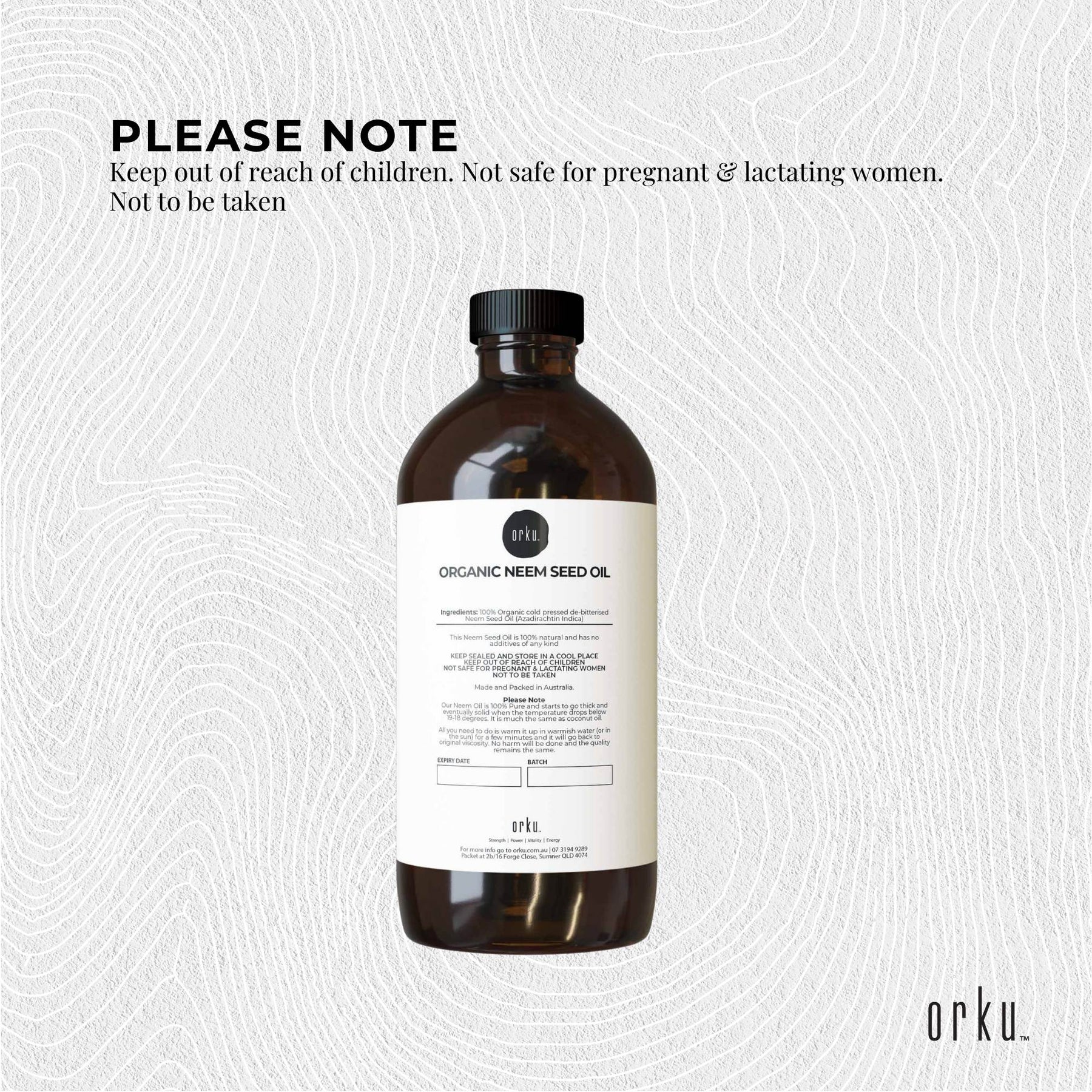 Orku 500ml Organic Neem Seed Oil Debitterised Cold Pressed Azadirachtin Indica - SuperSaverAU - view 9