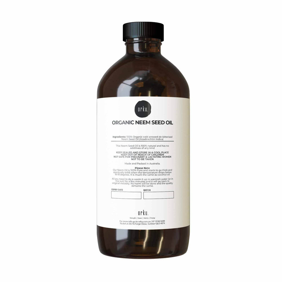 Orku 1L Organic Neem Seed Oil - Debitterised Cold Pressed Azadirachtin Indica - SuperSaverAU - view 1