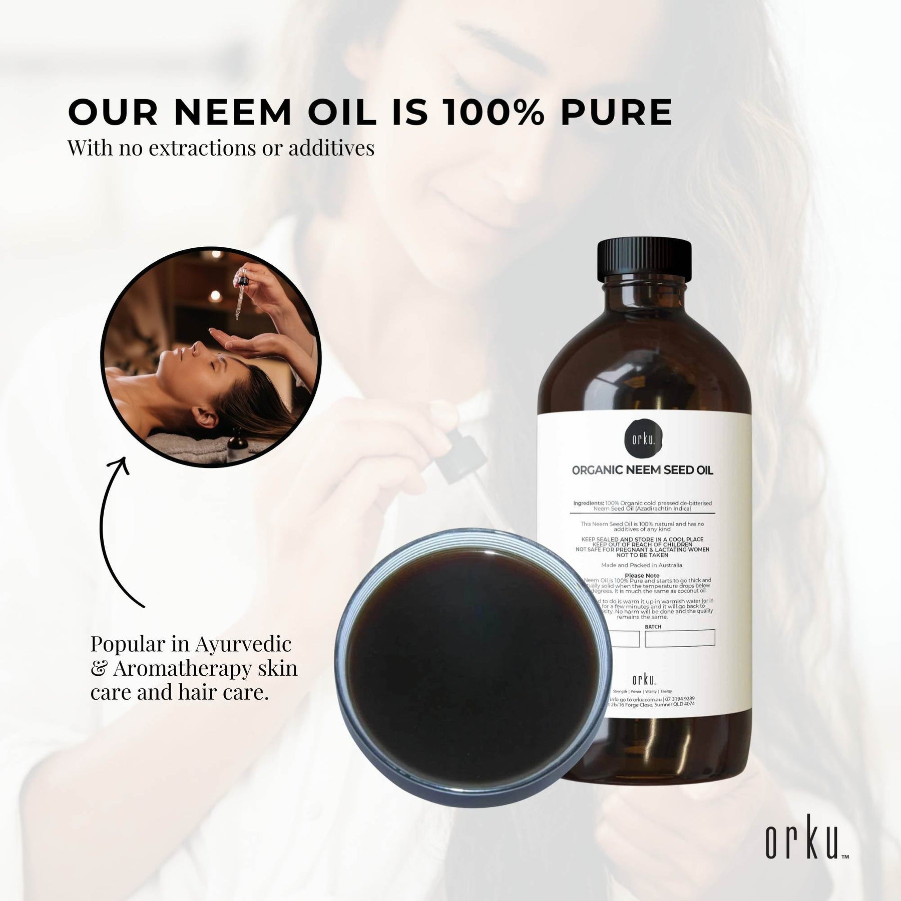 Orku 1L Organic Neem Seed Oil - Debitterised Cold Pressed Azadirachtin Indica - SuperSaverAU - view 4