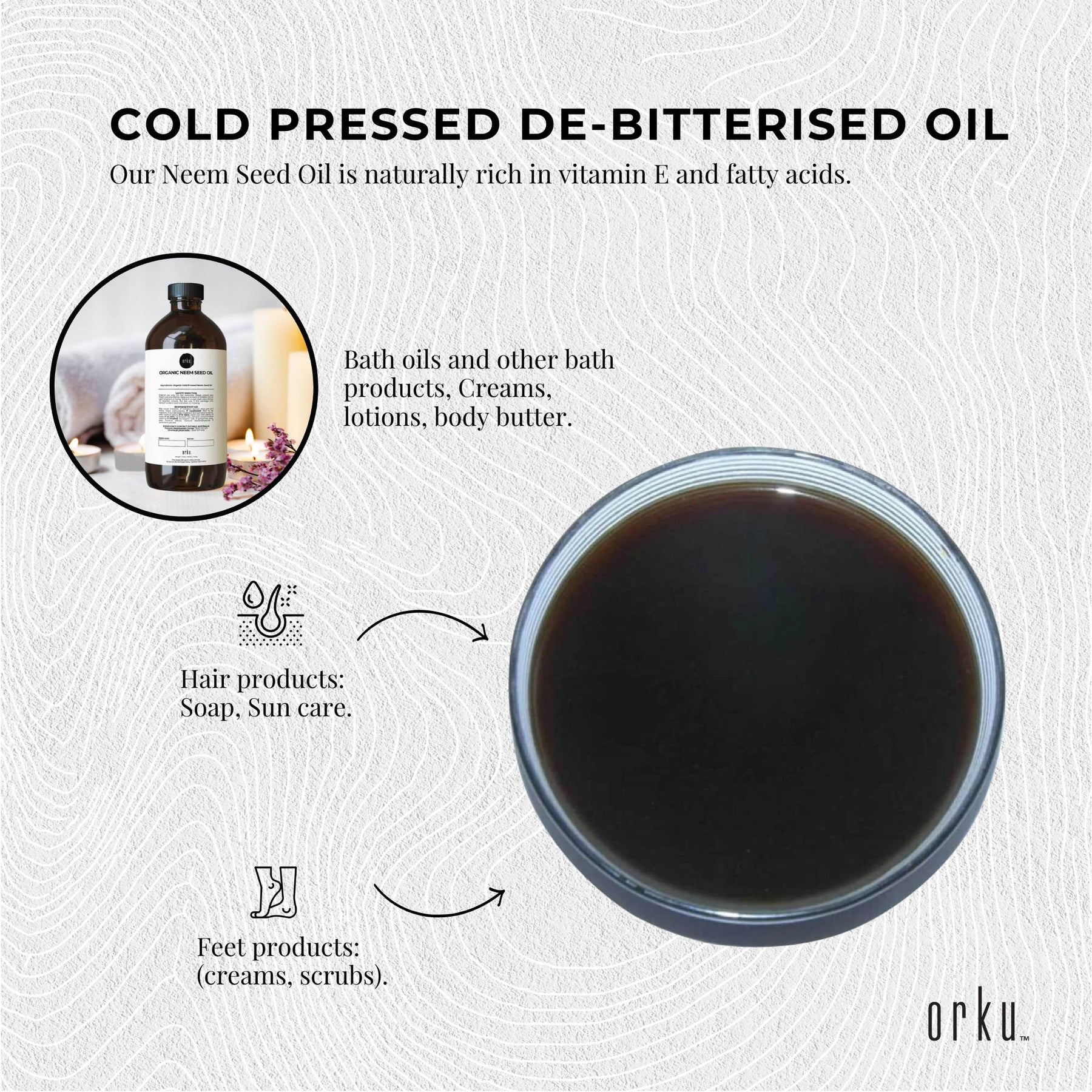 Orku 1L Organic Neem Seed Oil - Debitterised Cold Pressed Azadirachtin Indica - SuperSaverAU - view 5