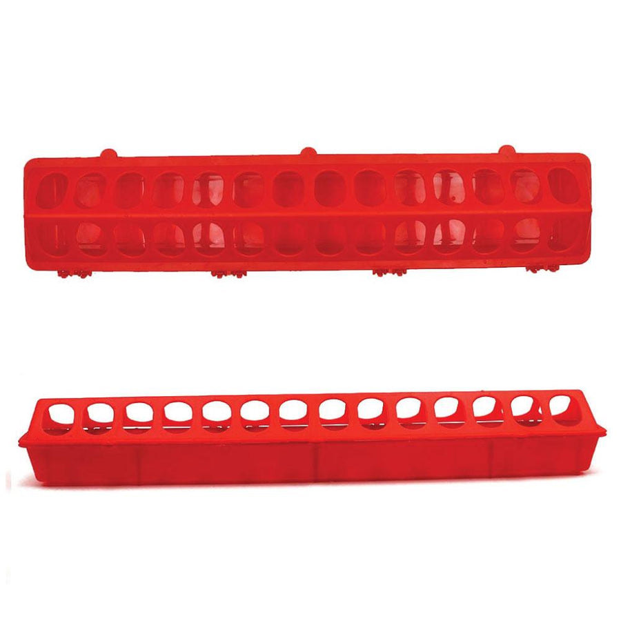 50cm Red Poultry Feeder - Plastic Flip Top Trough with Hinged Opening - SuperSaverAU - view 1