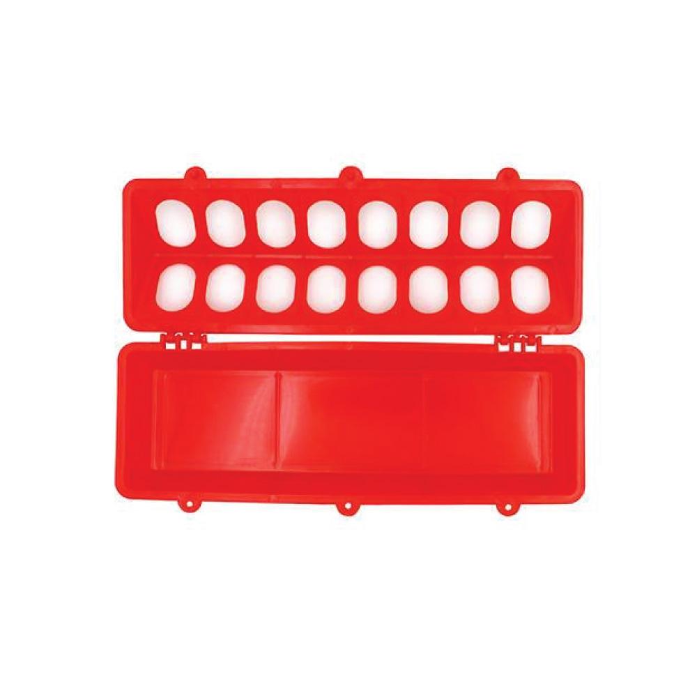 30cm Red Poultry Feeder with Guard - Plastic Flip Top Trough for Chickens - SuperSaverAU - view 4