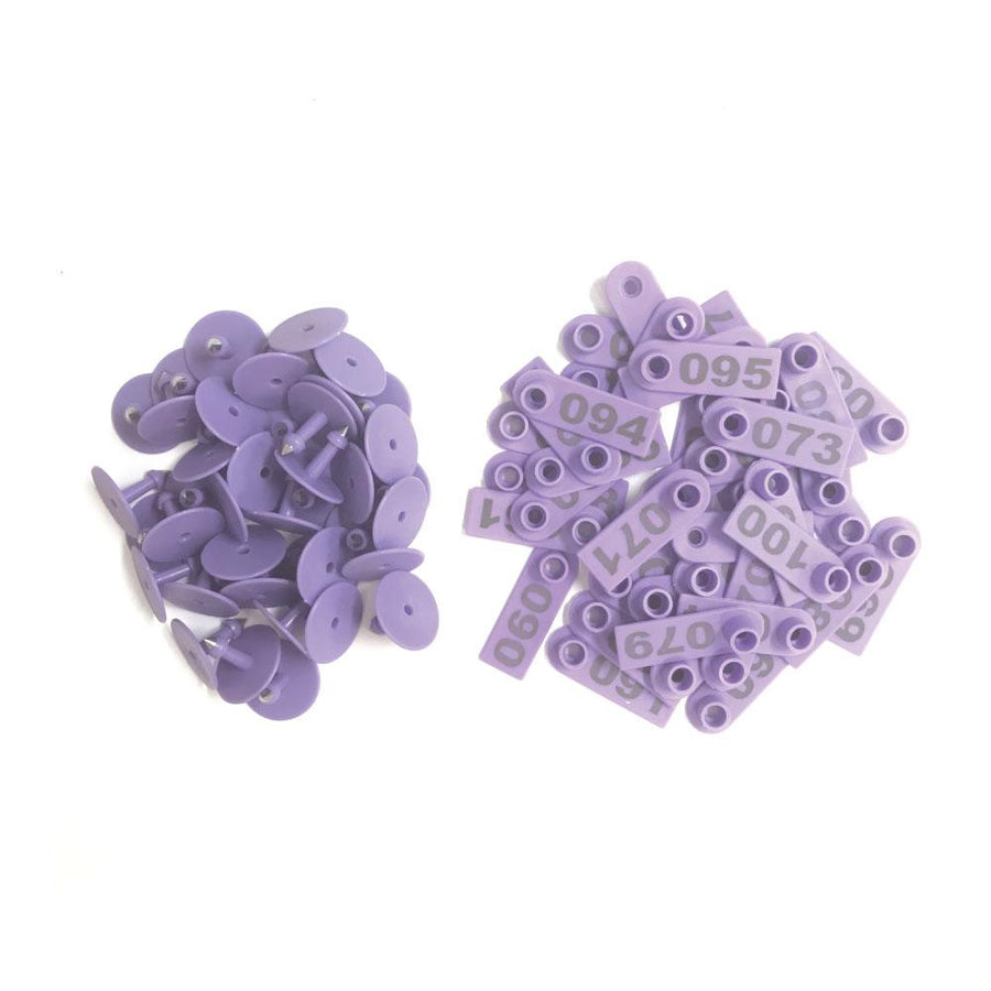 Purple Numbered Mini Ear Tags 5x2cm for Cattle, Sheep, Pig - 1-100 Labels - SuperSaverAU - view 1