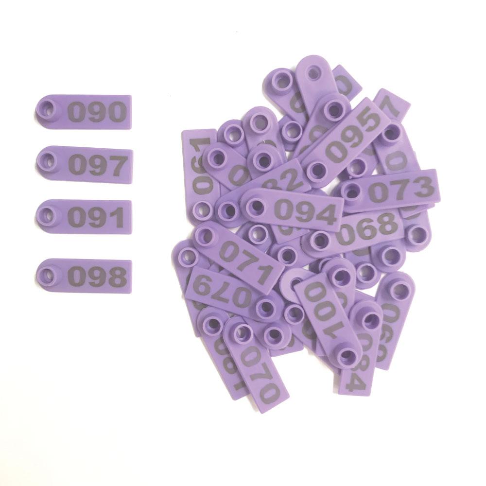Purple Numbered Mini Ear Tags 5x2cm for Cattle, Sheep, Pig - 1-100 Labels - SuperSaverAU - view 3