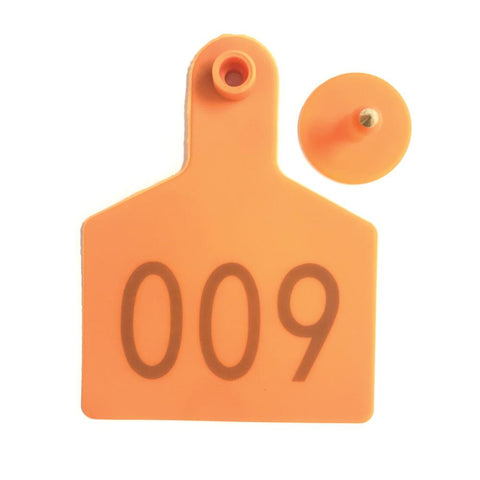 Orange Cattle Ear Tags Set 1-100, 7.5x10cm, Durable Livestock Labels - SuperSaverAU - view 1