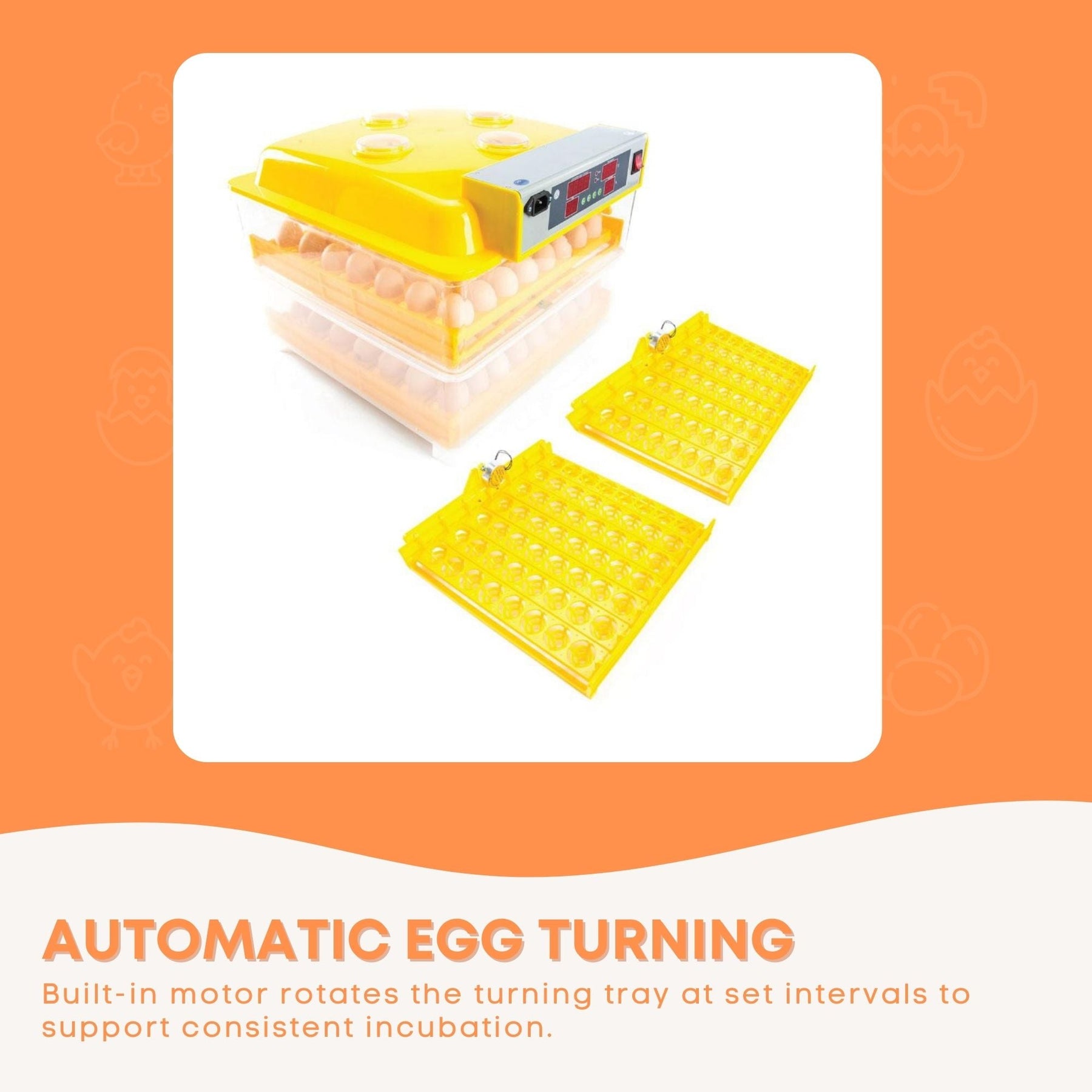 Electric 112 Egg Incubator with Accessories, Automatic, Digital Display, Yellow - SuperSaverAU - view 4