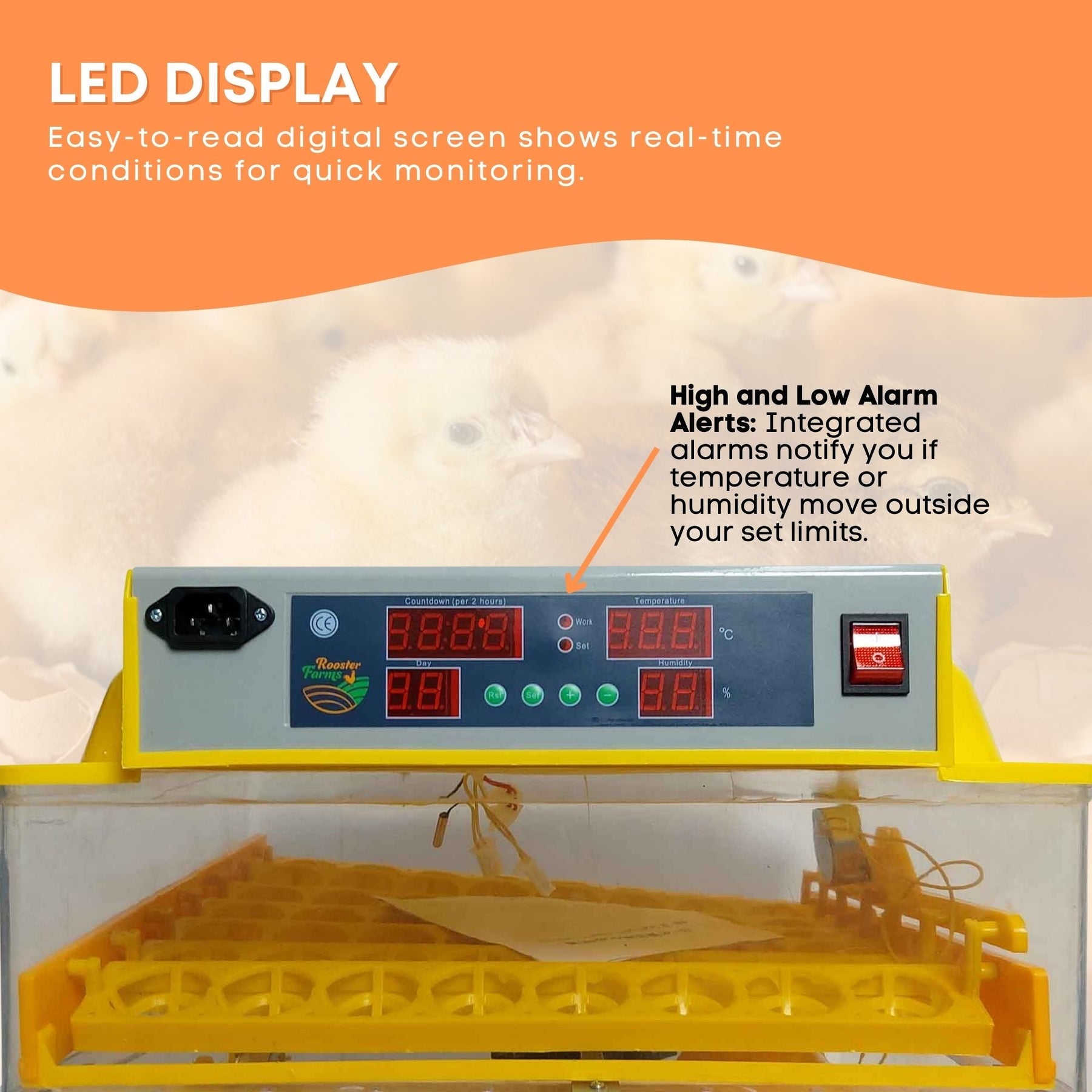 Electric 112 Egg Incubator with Accessories, Automatic, Digital Display, Yellow - SuperSaverAU - view 5