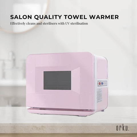 Orku 8L Pink Electric Towel Warmer UV Steriliser Cabinet Salon Heat Sanitiser - SuperSaverAU - view 2
