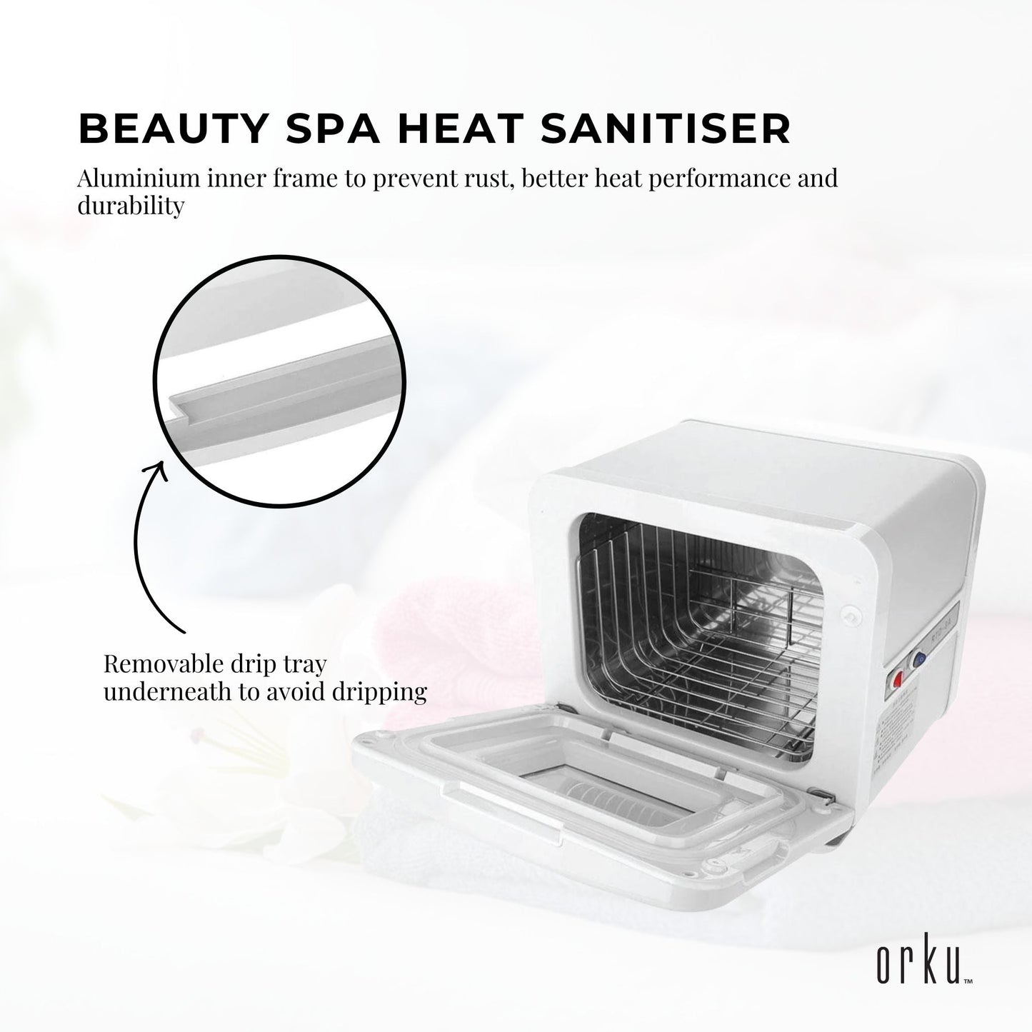 Orku 8L White Electric Towel Warmer UV Steriliser Cabinet Salon Heat Sanitiser
