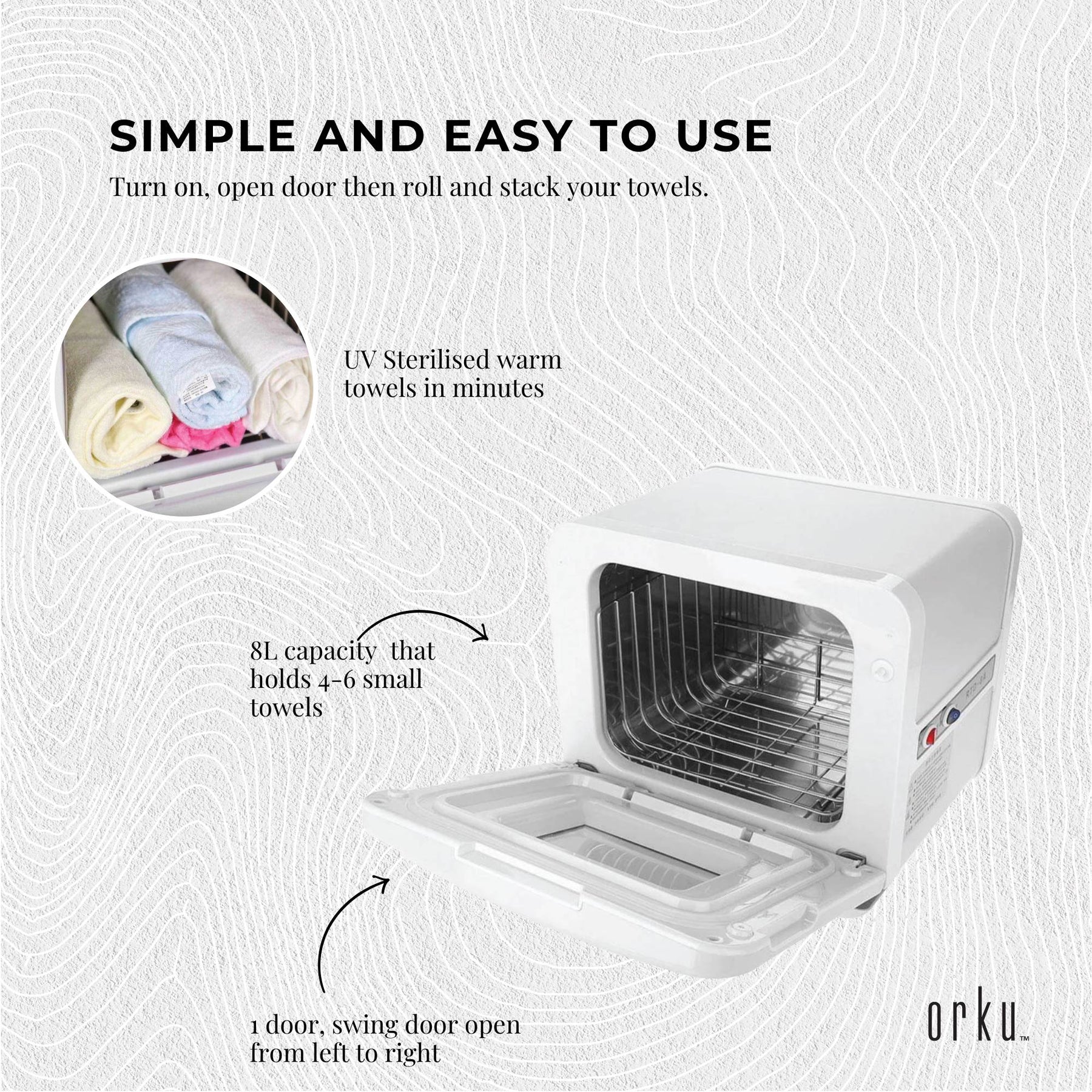 Orku 8L White Electric Towel Warmer UV Steriliser Cabinet Salon Heat Sanitiser - SuperSaverAU - view 5