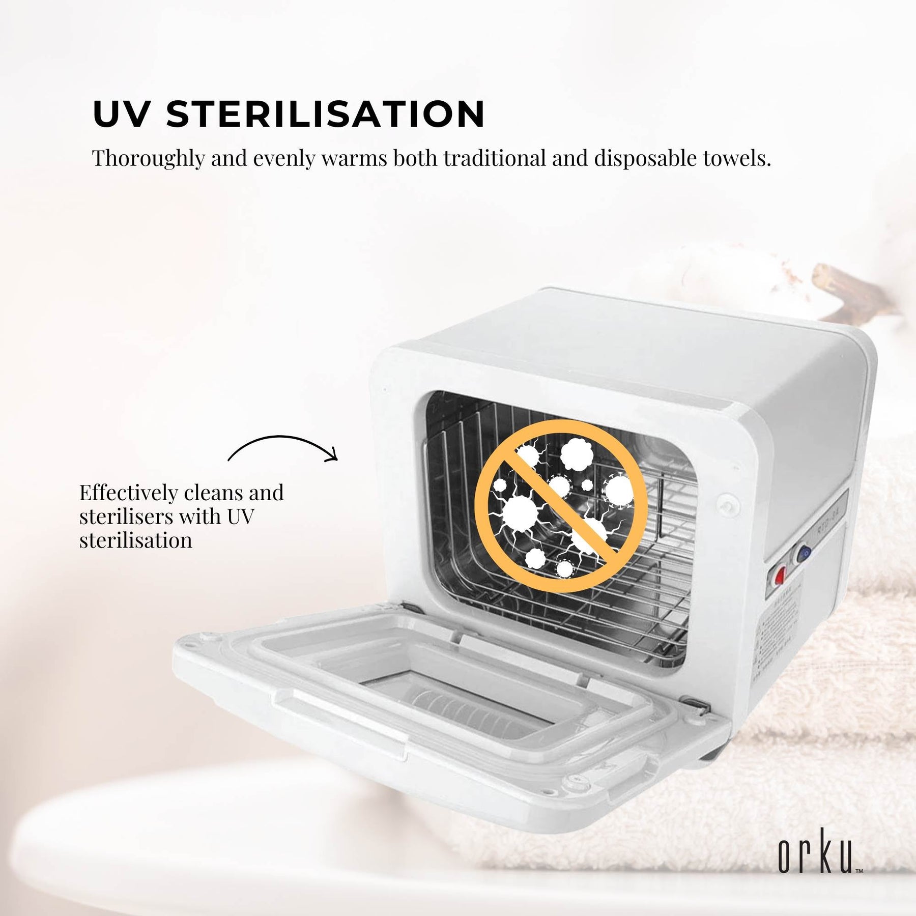 Orku 8L White Electric Towel Warmer UV Steriliser Cabinet Salon Heat Sanitiser - SuperSaverAU - view 6
