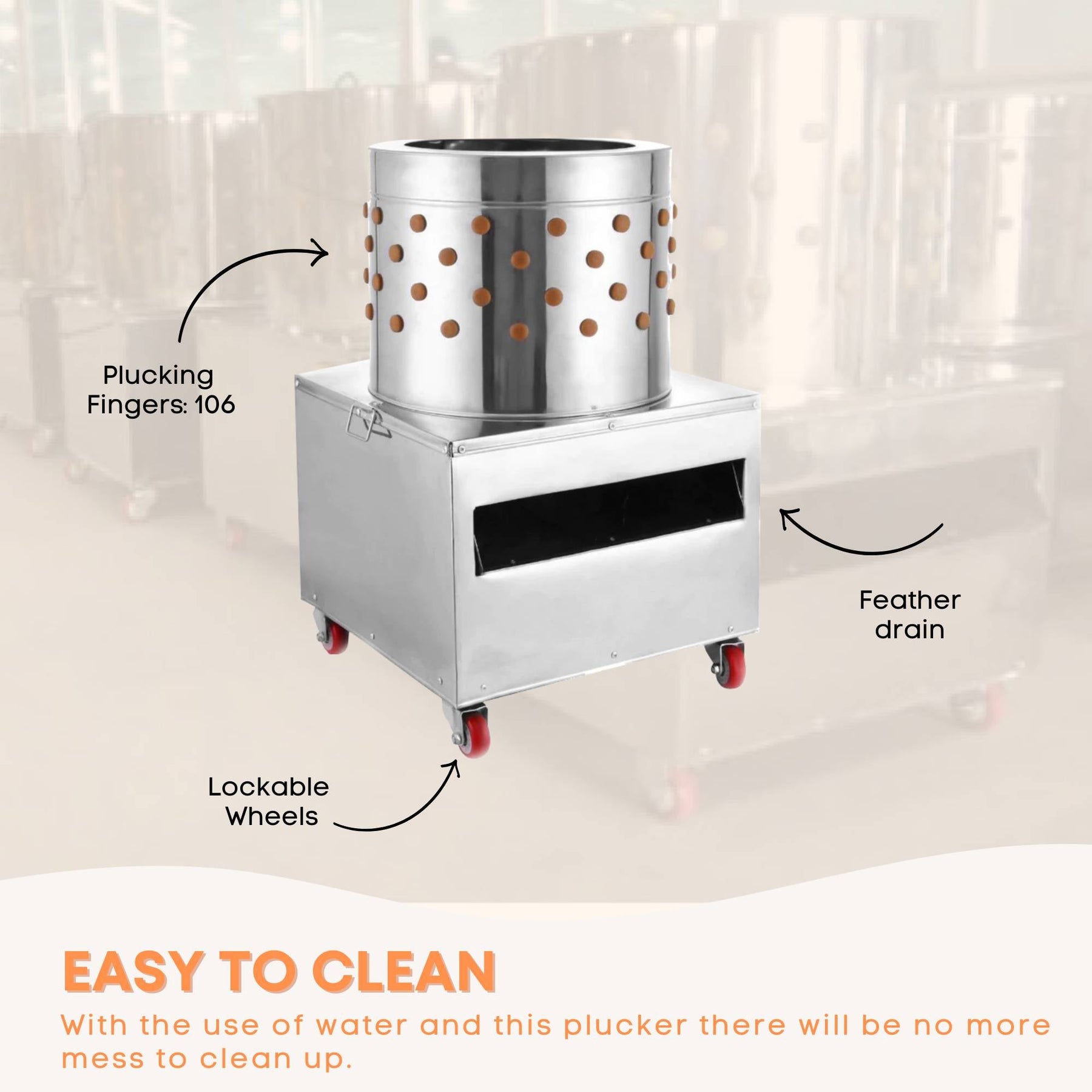 500mm Stainless Steel Chicken Feather Plucker Machine - Electric, 2-4 Chickens, Free Shipping - SuperSaverAU - view 5