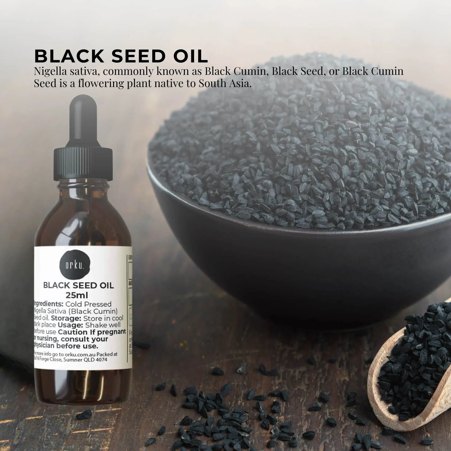 Orku 25ml Pure Ethiopian Black Seed Oil - Cold Pressed, Non-Refined, Vegan